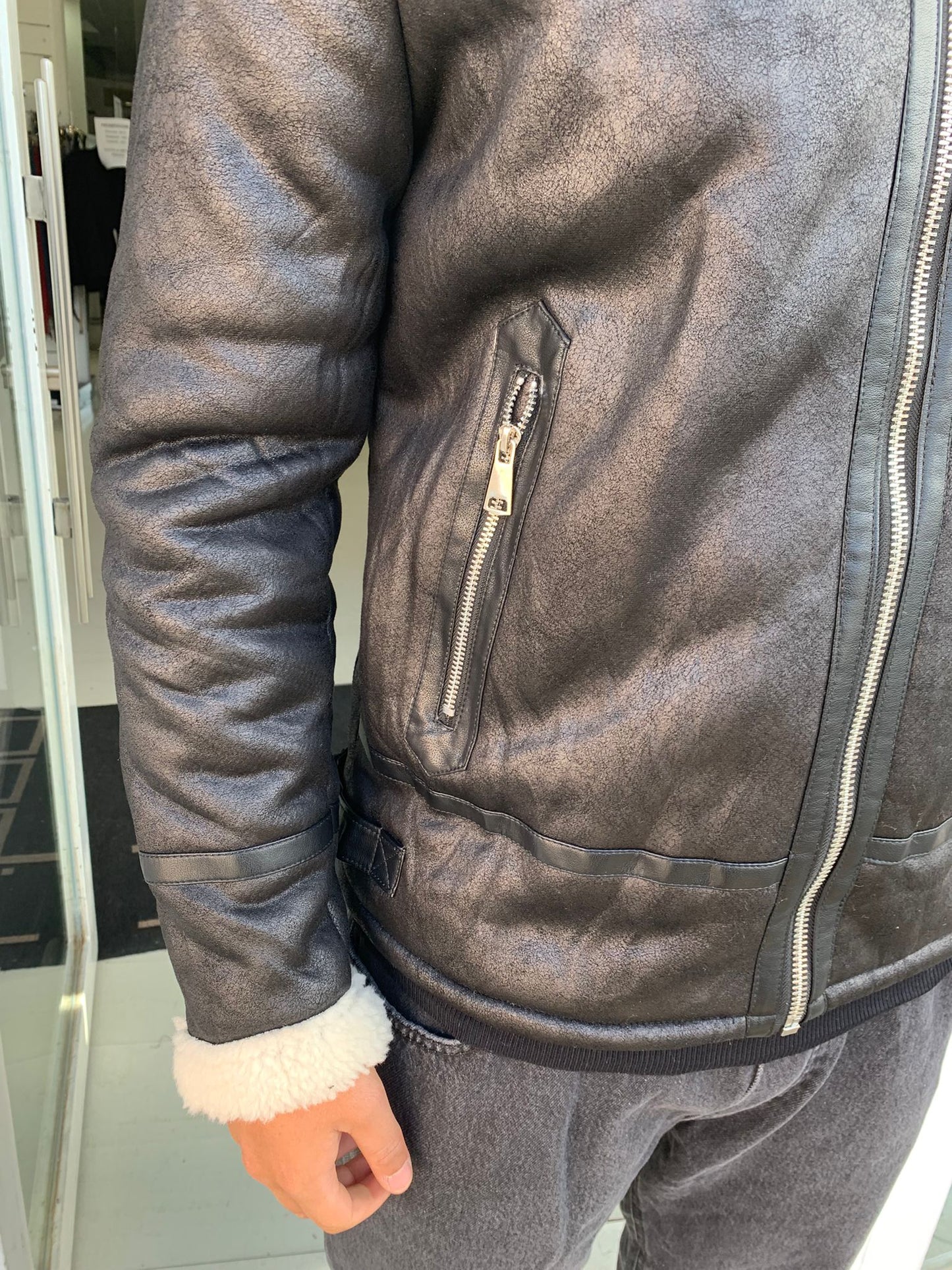 Giubbotto eco montone uomo con pelliccia