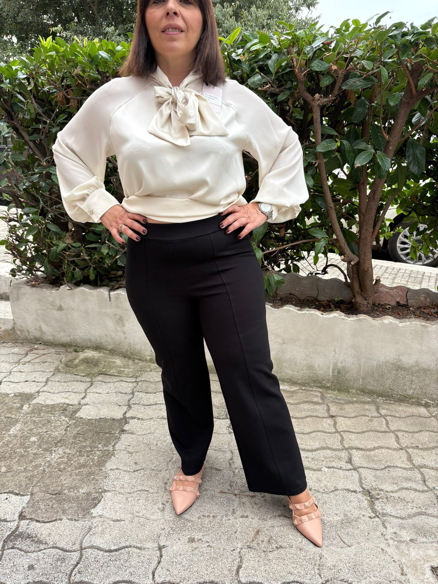 Pantalone palazzo crop a righe