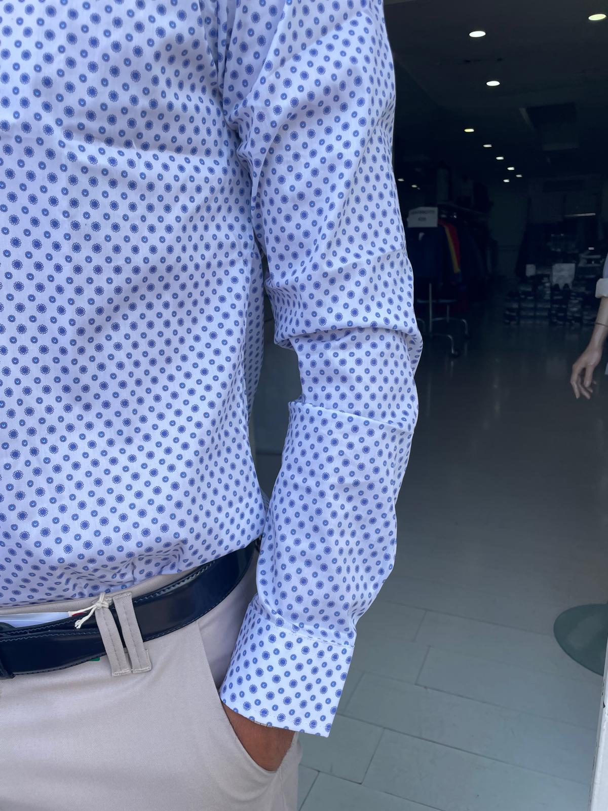 camicia fantasia uomo slim elasticizzata