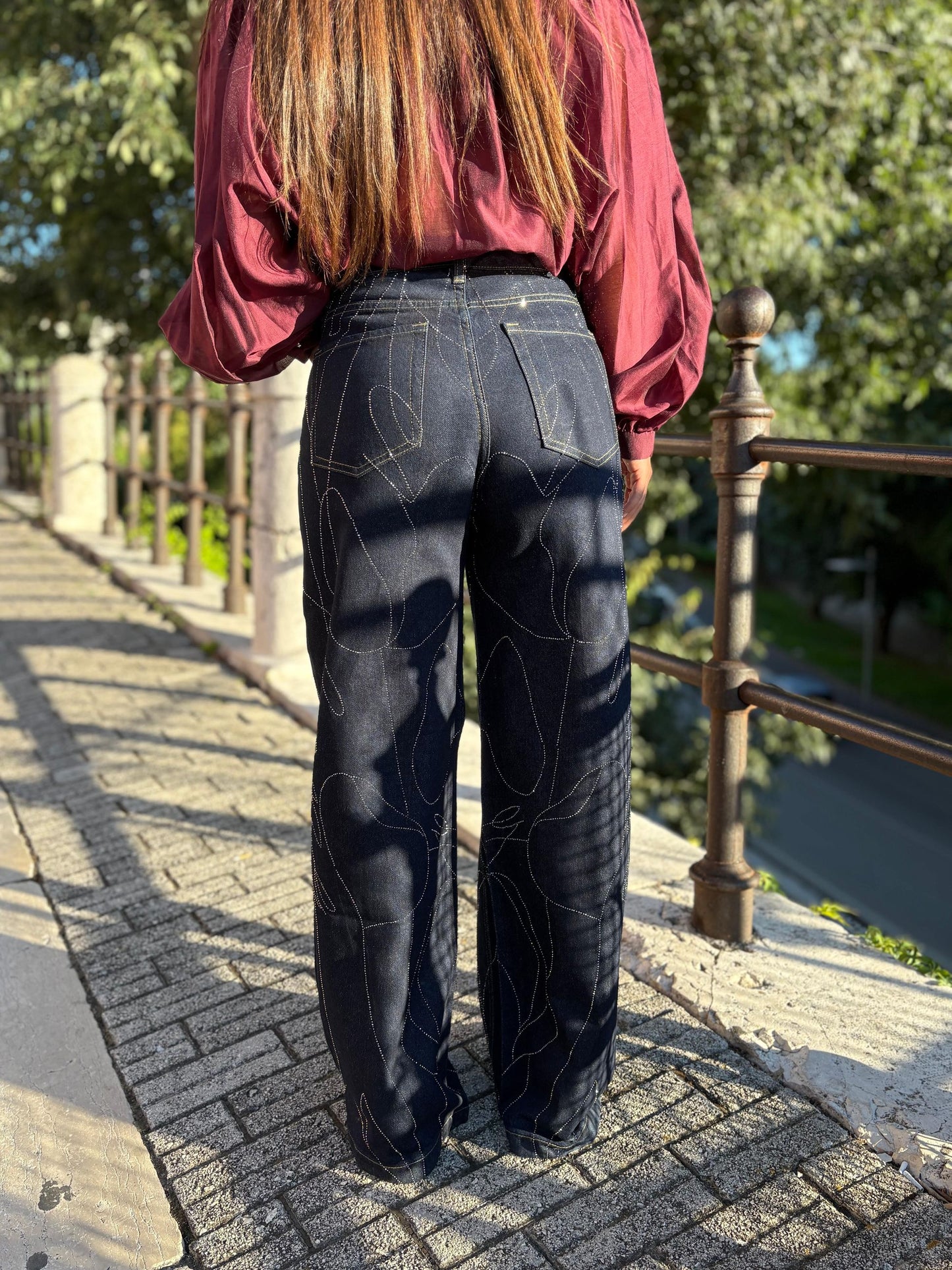 Jeans Donna Lavaggio Zero con Strass