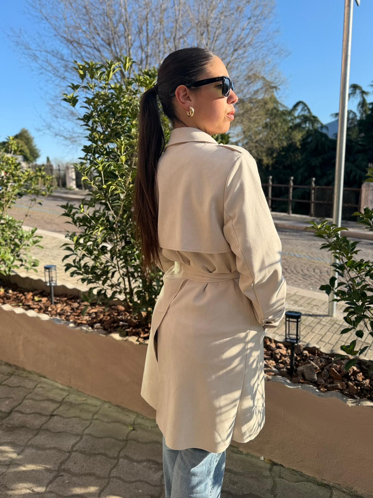 Trench Donna in Eco Camoscio con cintura a vestaglia