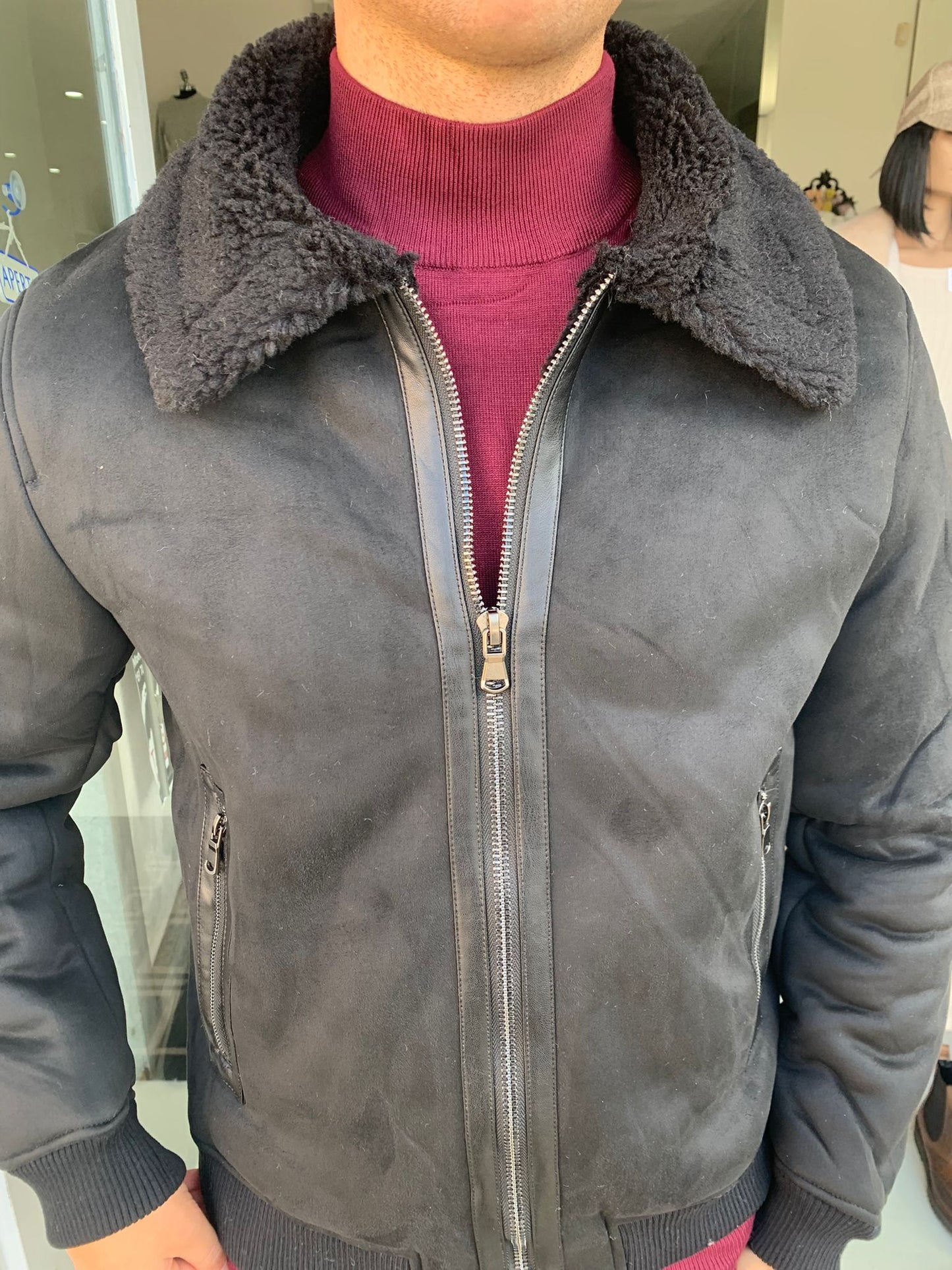 Giubbotto eco montone uomo con pelliccia