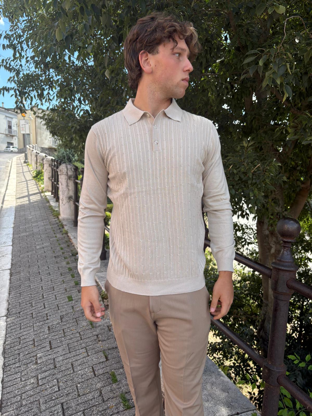Polo con trecce manica lunga
