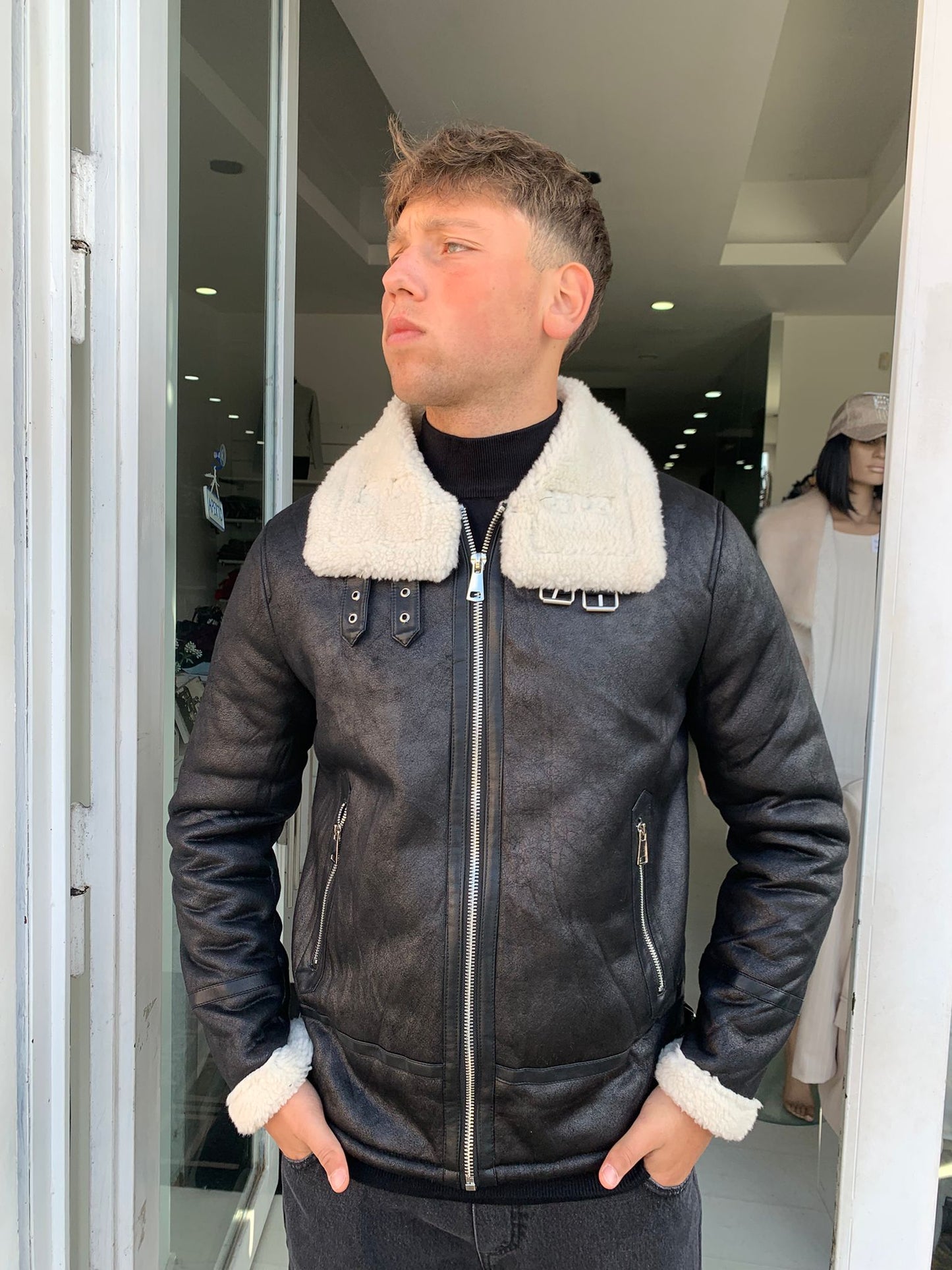 Giubbotto eco montone uomo con pelliccia