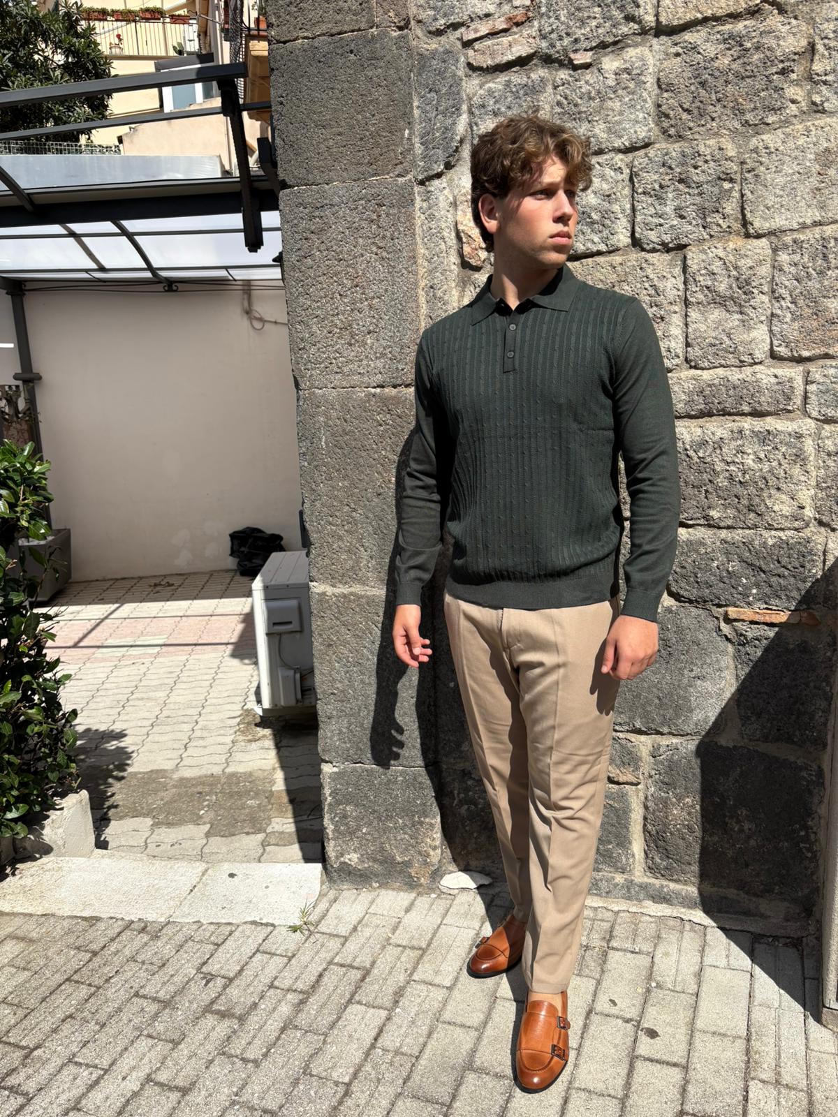 Polo con trecce manica lunga