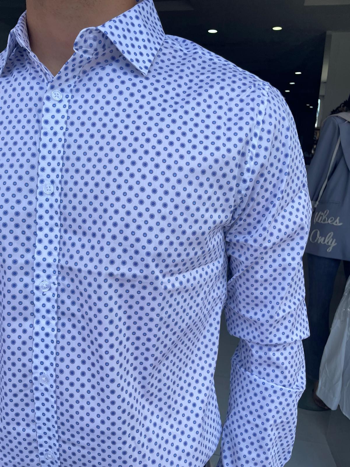 camicia fantasia uomo slim elasticizzata