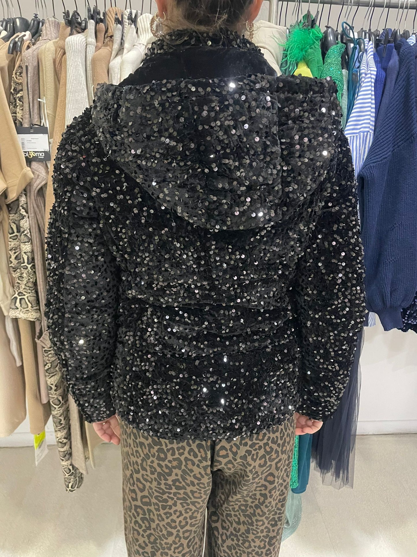 piumino velluto con paillettes