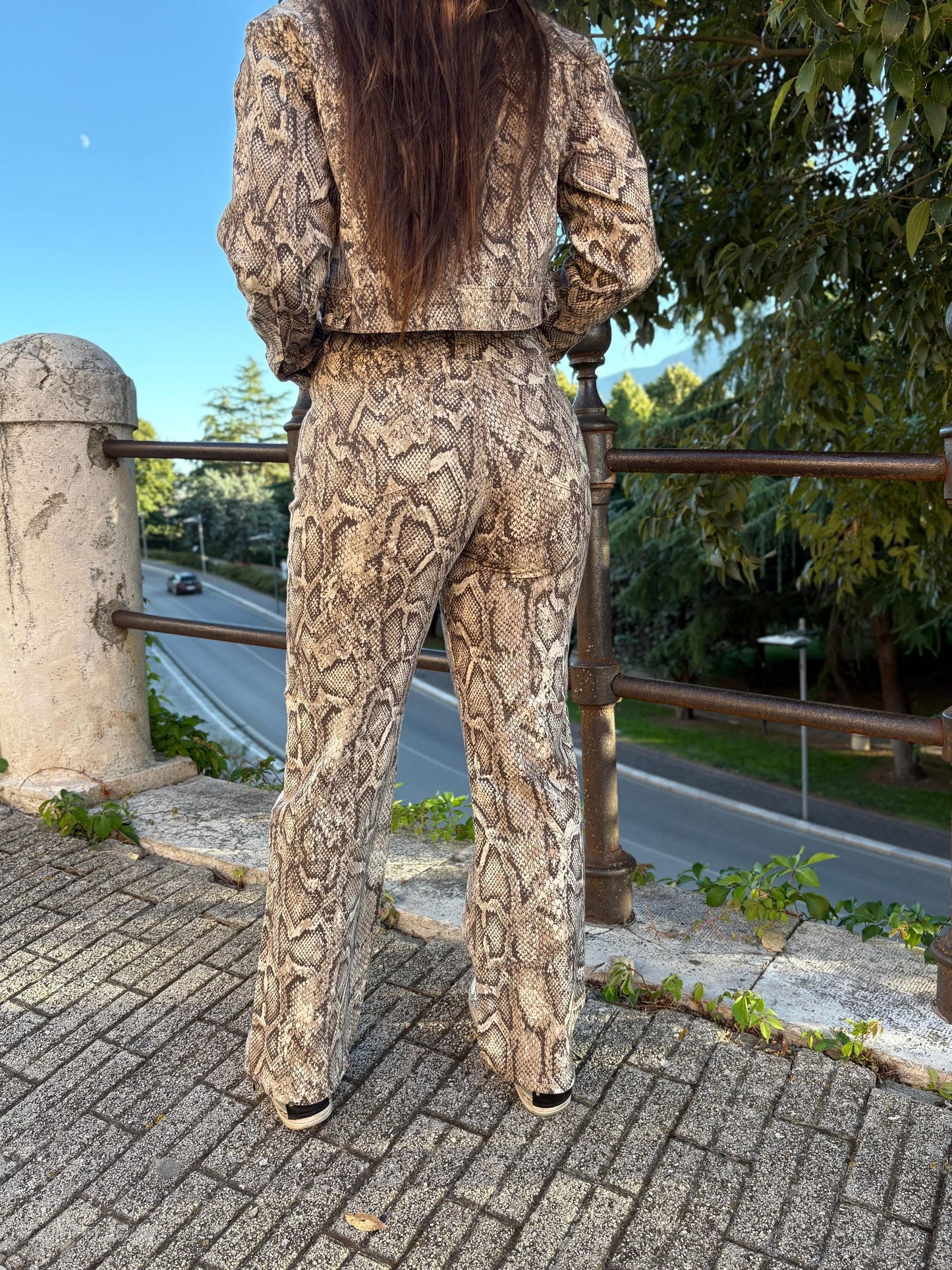 Jeans Donna Effetto Rettile tessuto elasticizzato