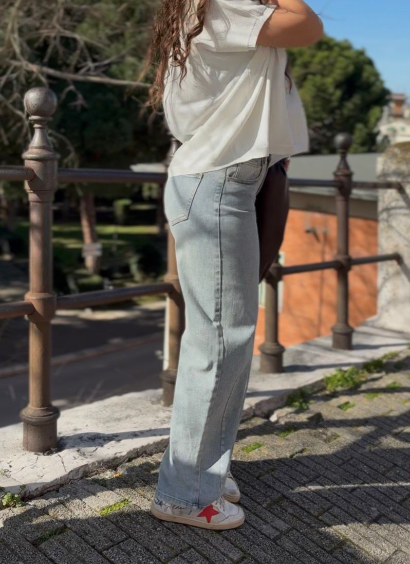 Jeans Balloon Donna con Cuciture a Vista