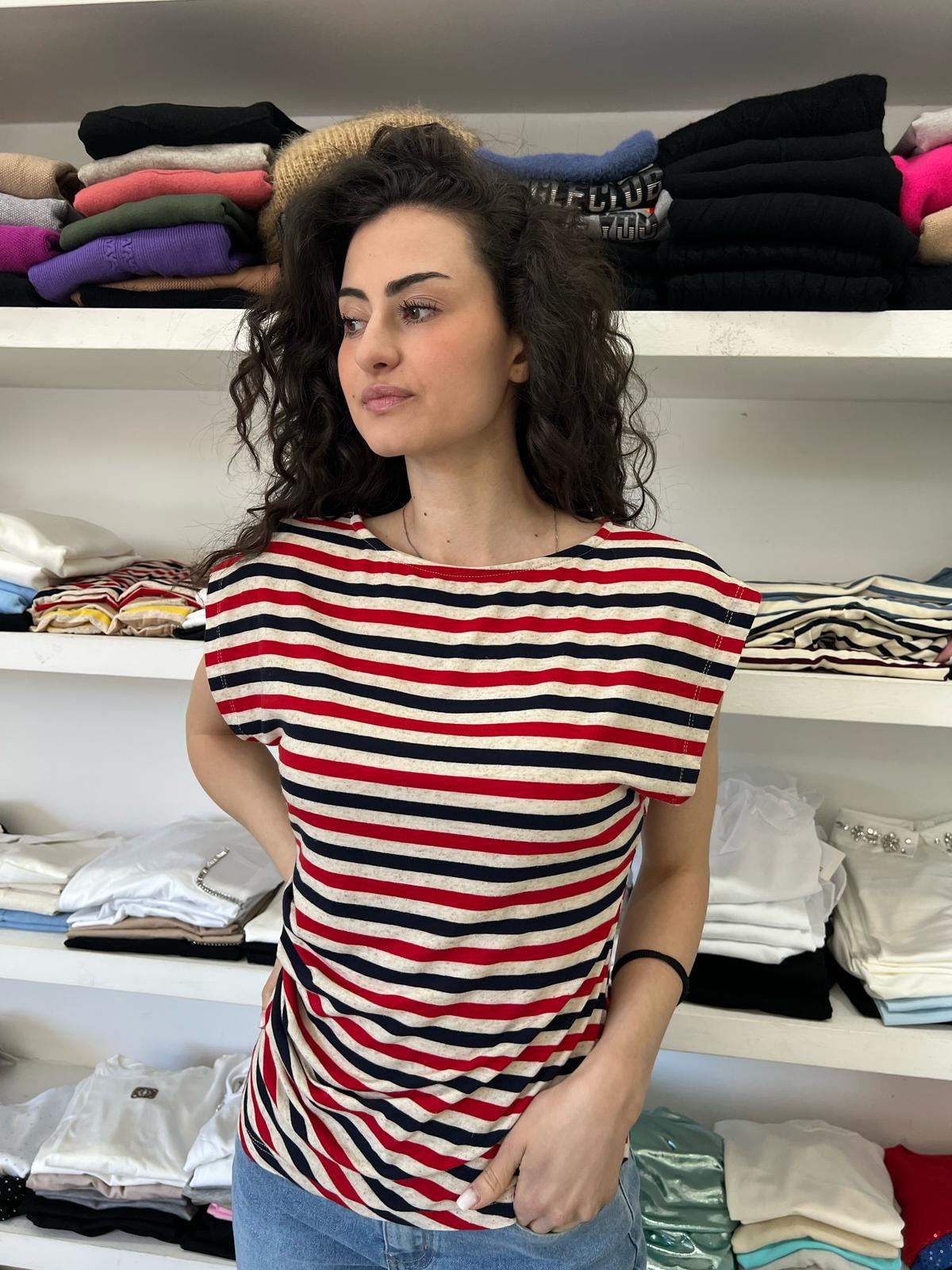 T-shirt righe drappeggio