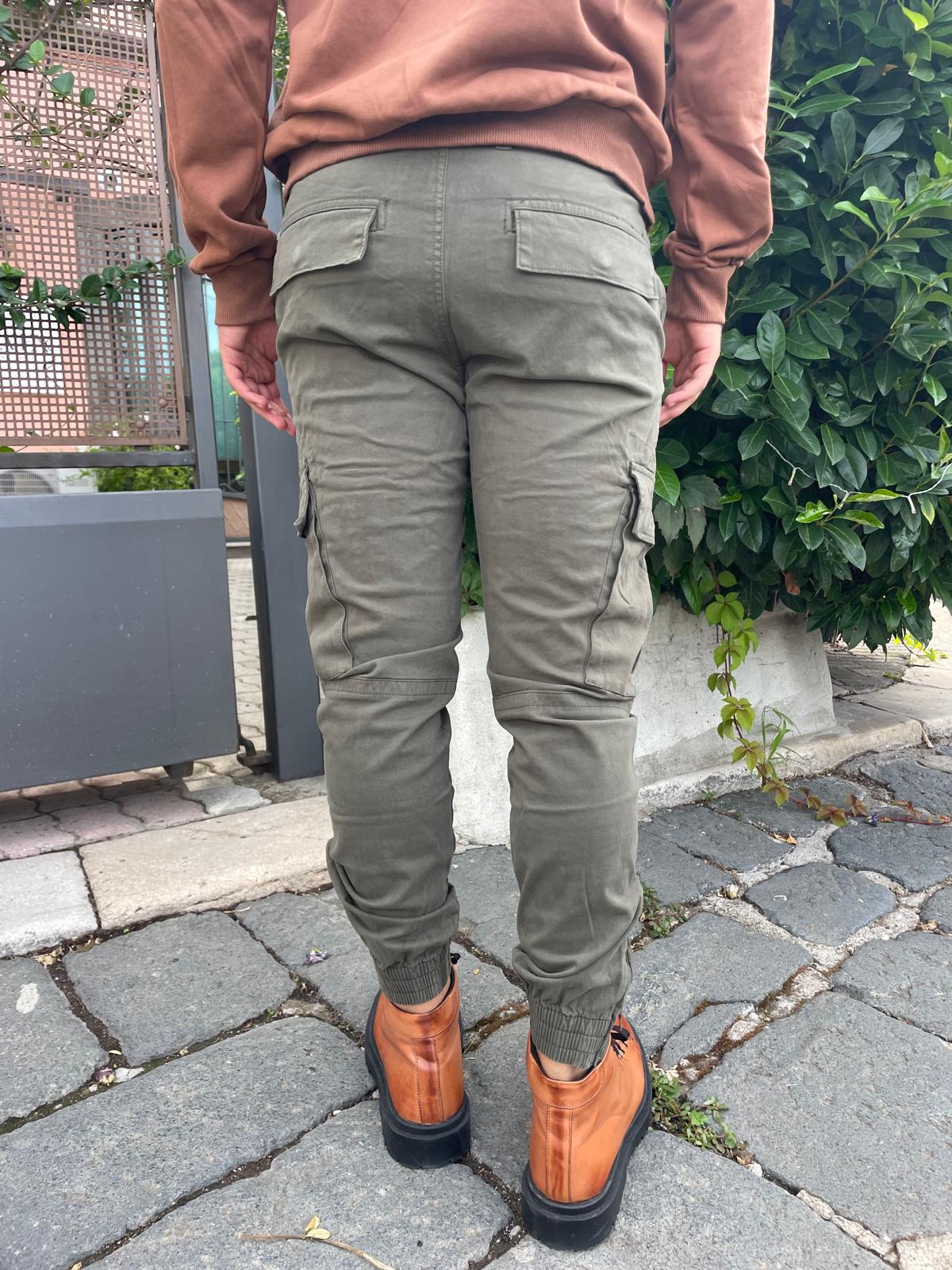 cargo cotone con elastico e zip