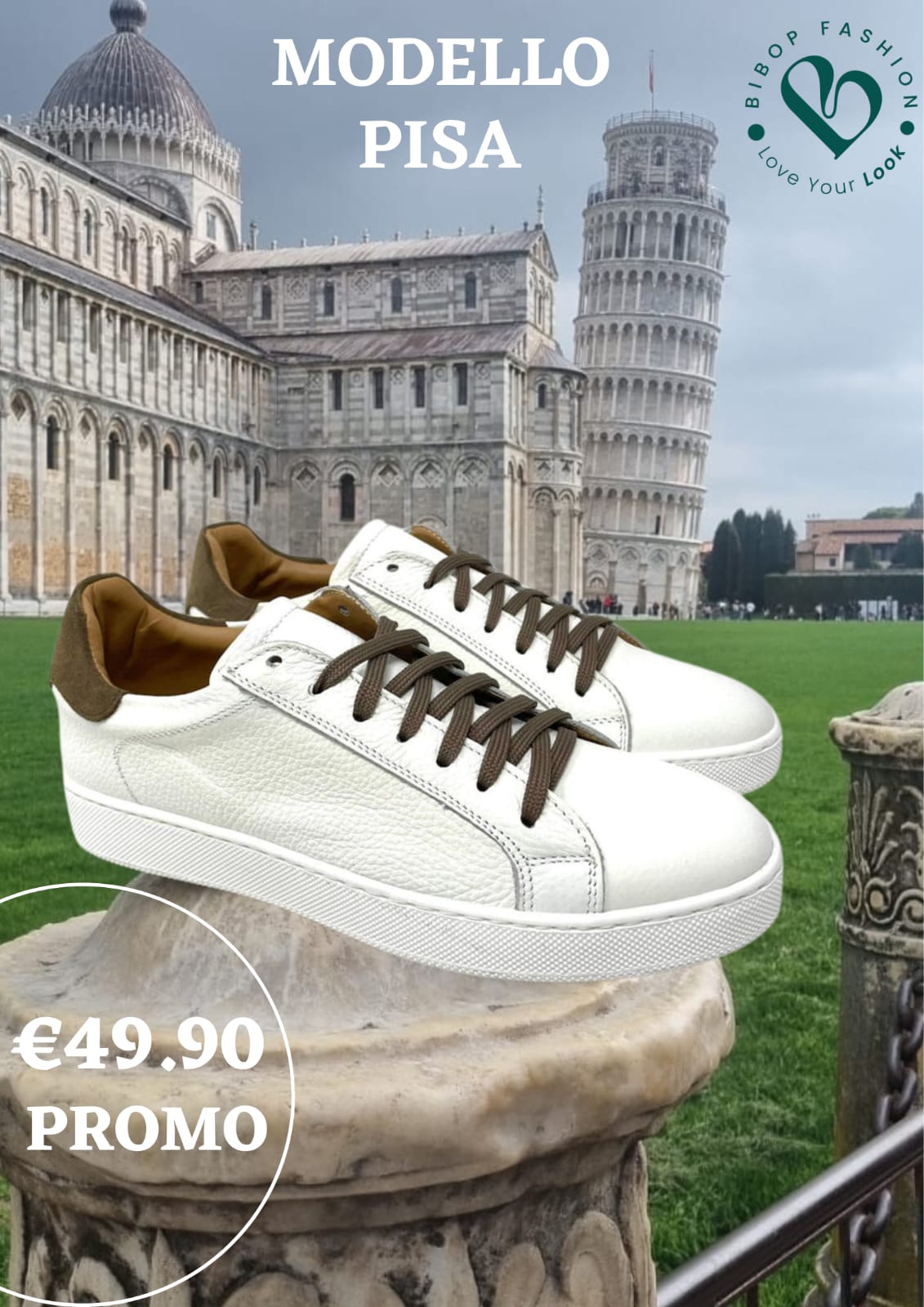 Sneakers modello Pisa vera pelle bottalata MADE IN ITALY