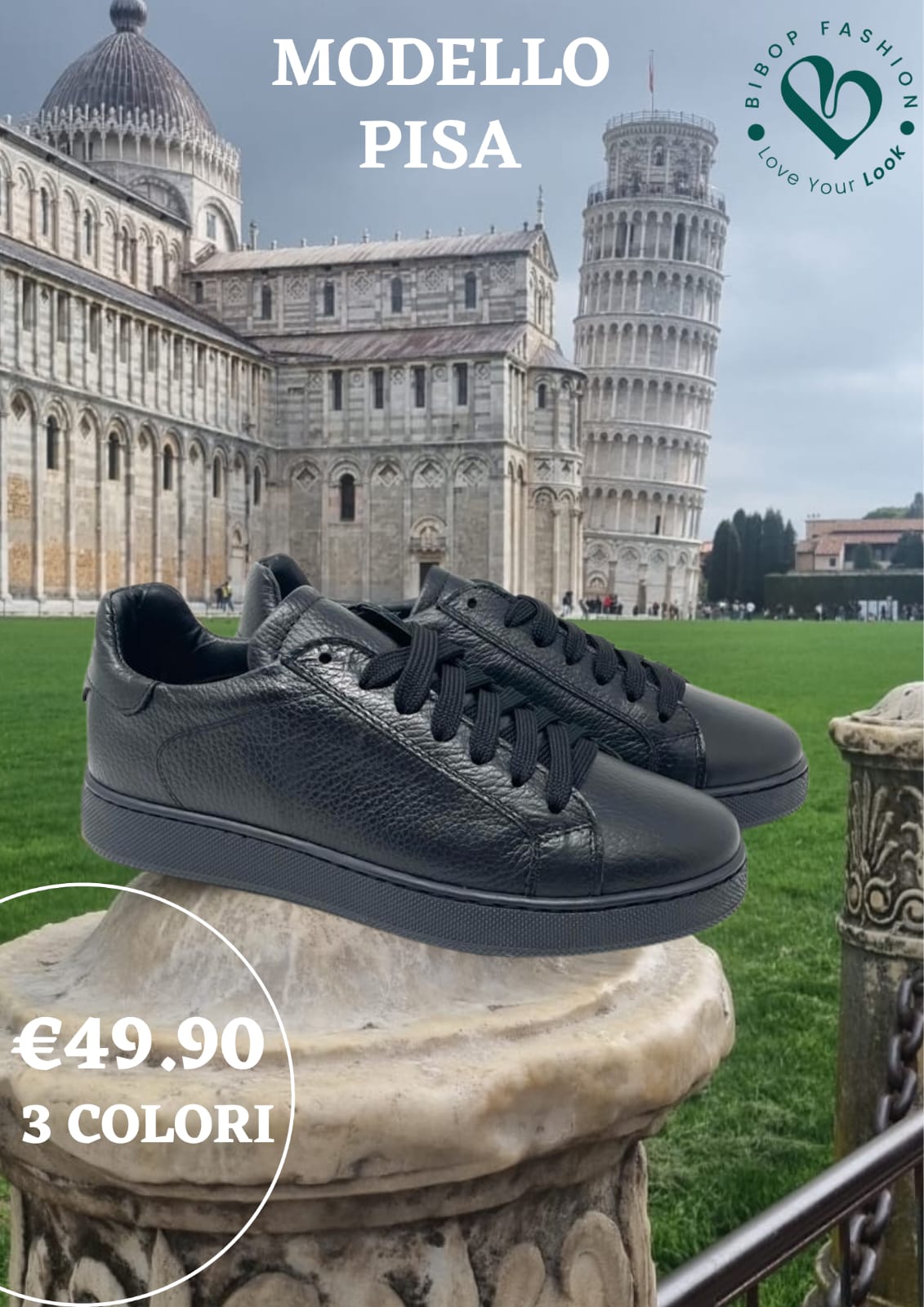 Sneakers modello Pisa vera pelle bottalata MADE IN ITALY