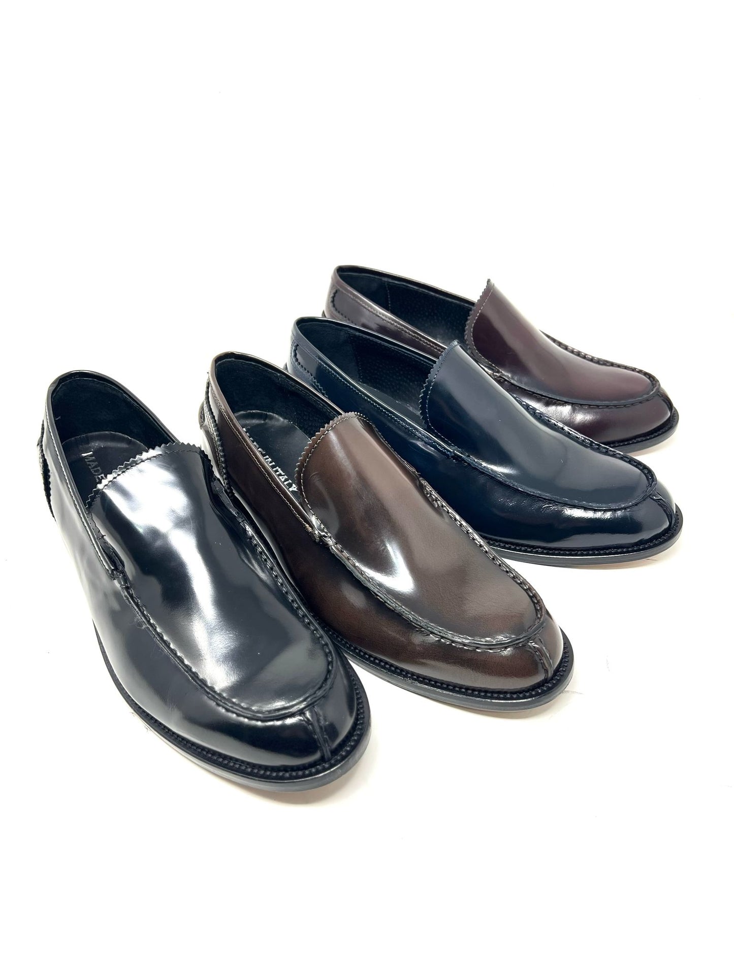 Mocassino London vera pelle made in italy abrasivata fondo cuoio cucito