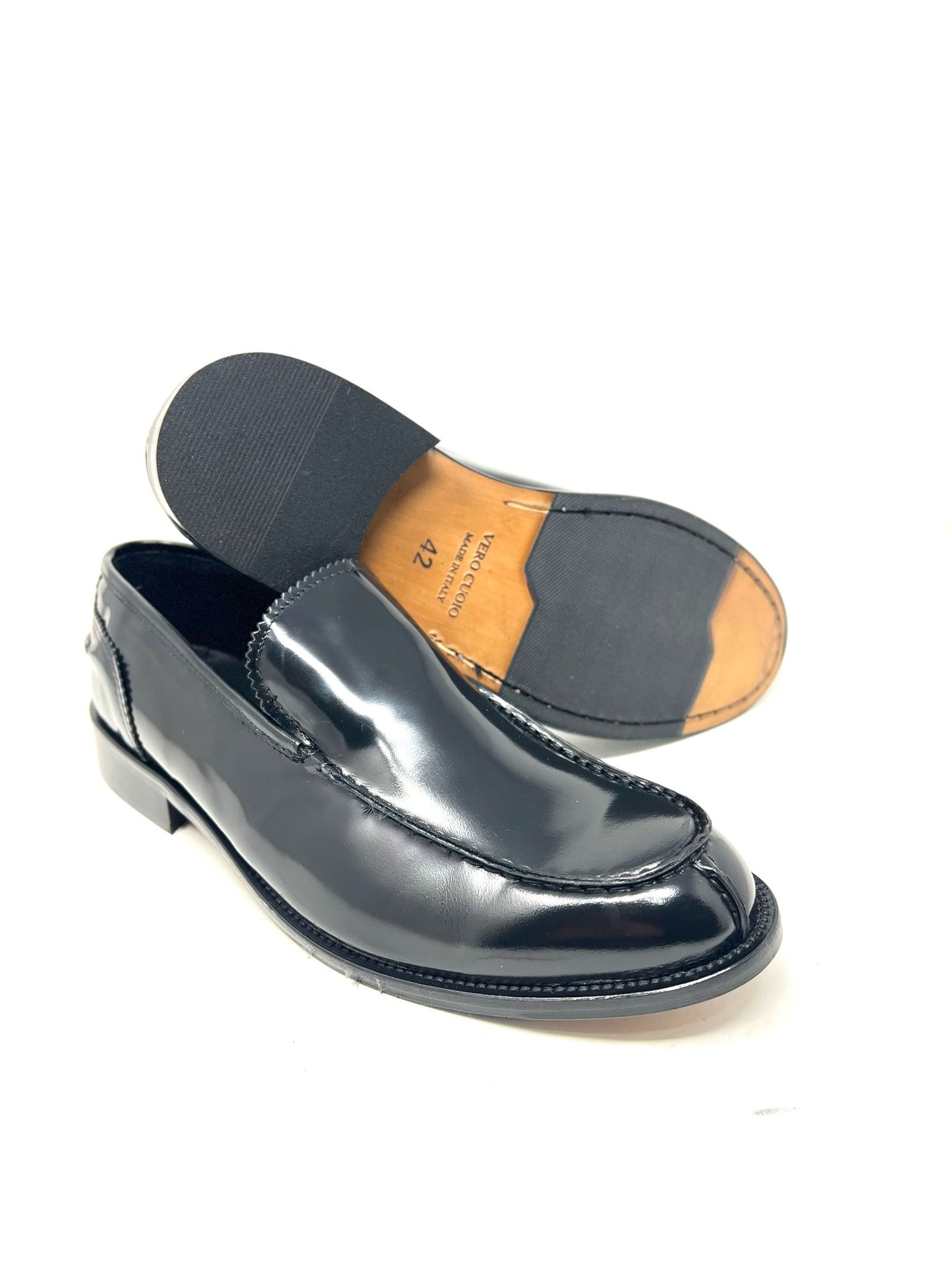 Mocassino London vera pelle made in italy abrasivata fondo cuoio cucito