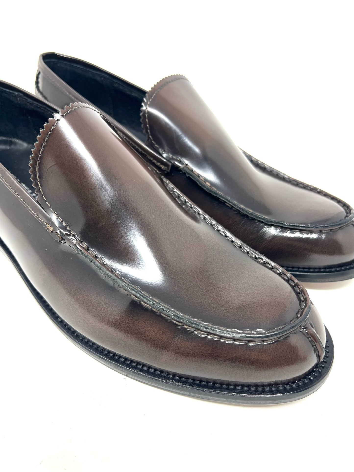 Mocassino London vera pelle made in italy abrasivata fondo cuoio cucito