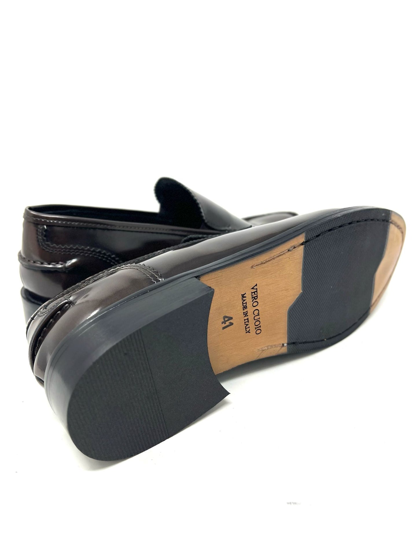 Mocassino London vera pelle made in italy abrasivata fondo cuoio cucito