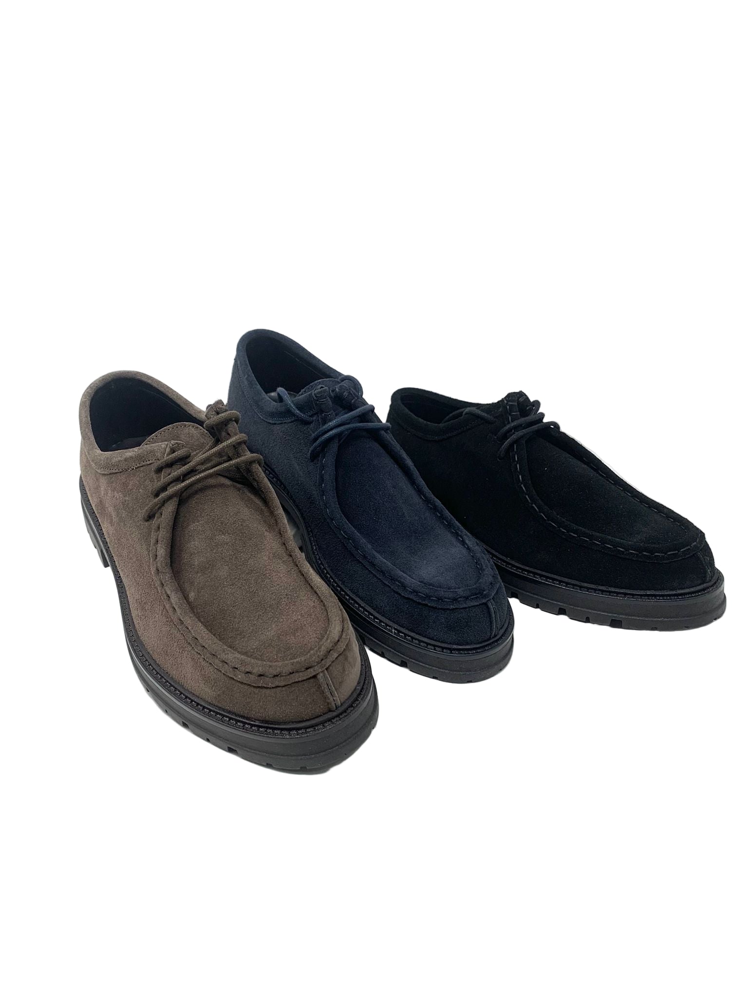 Scarpa modello ingegnere cucita a mano in vera pelle scamosciata