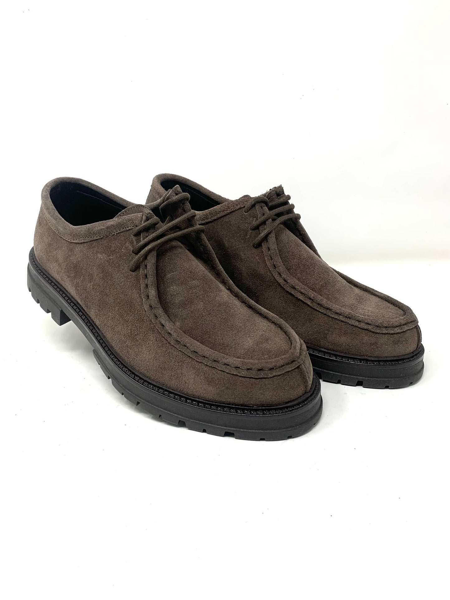 Scarpa modello ingegnere cucita a mano in vera pelle scamosciata made in italy