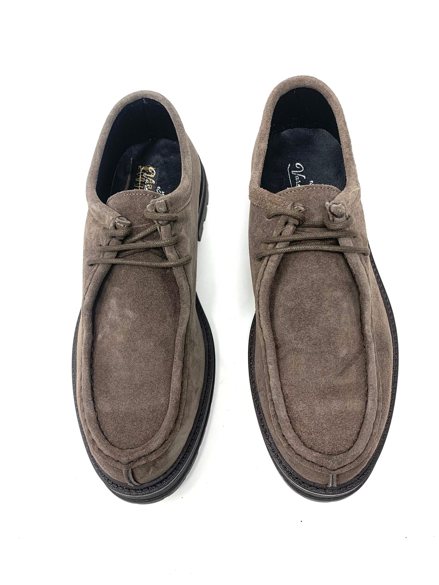 Scarpa modello ingegnere cucita a mano in vera pelle scamosciata made in italy
