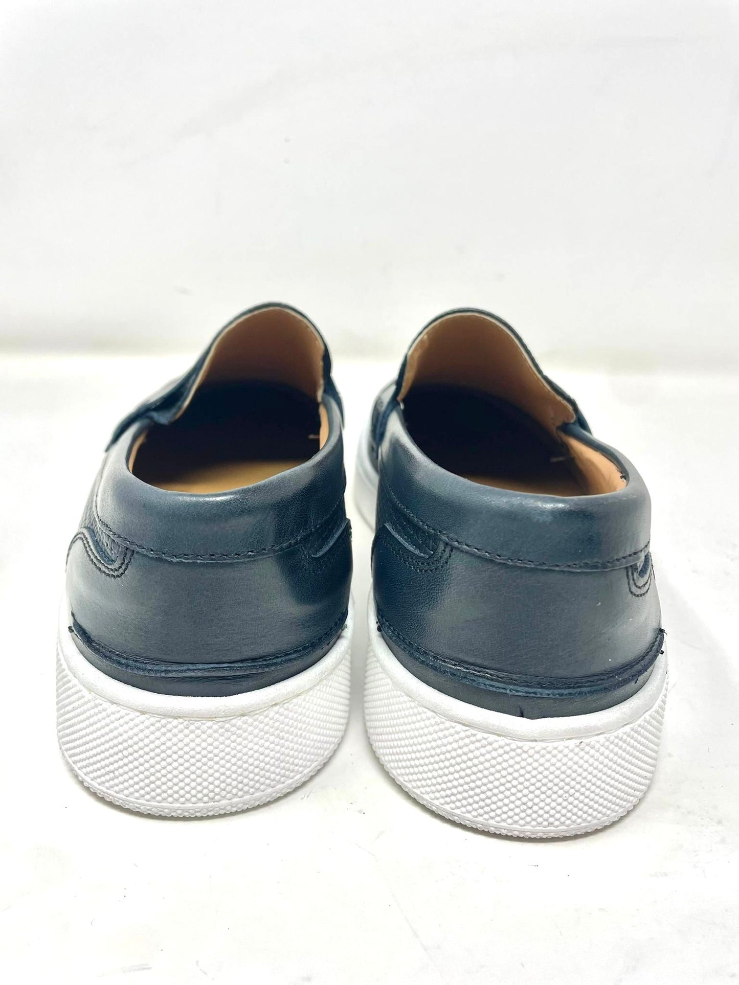 Woven stitched boat moccasin