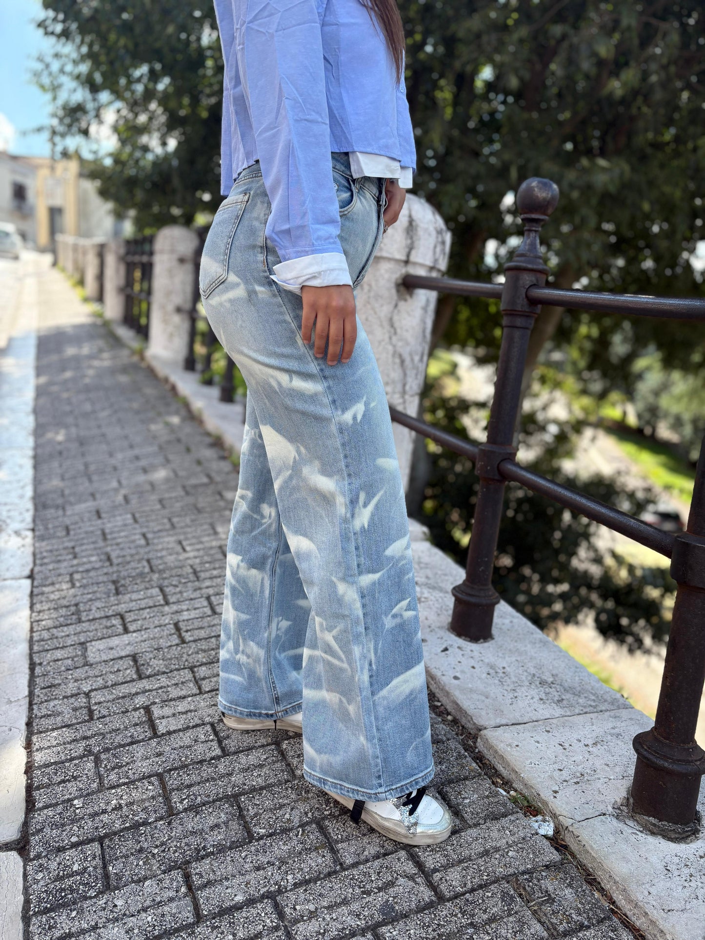Jeans donna Lag Flat slavato candeggina