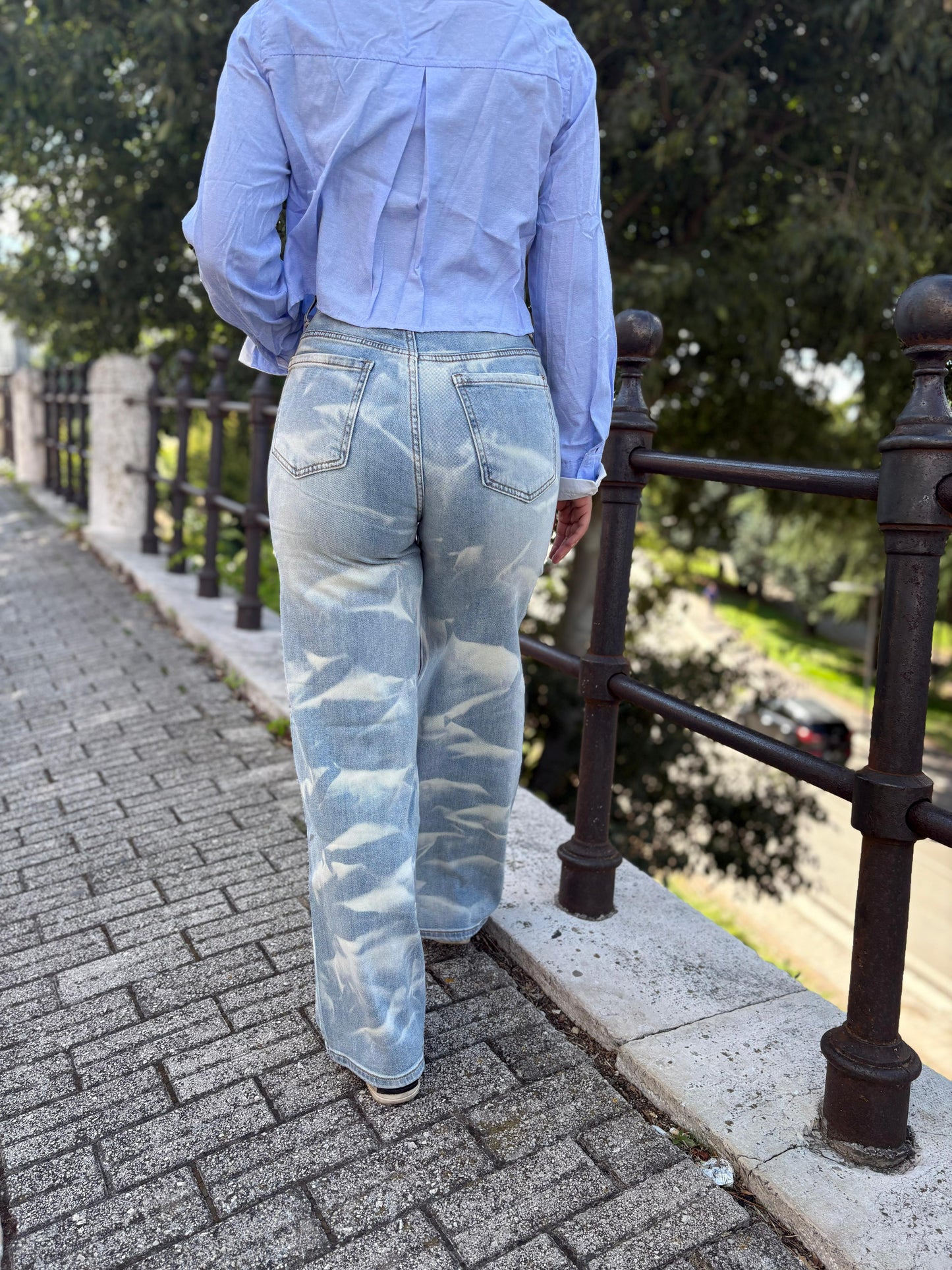 Jeans donna Lag Flat slavato candeggina