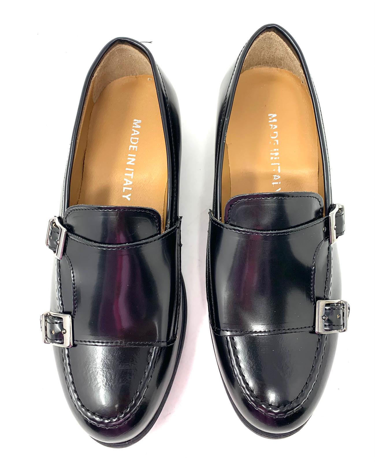 Mocassino vera pelle doppia fibbia fondo gomma made in italy
