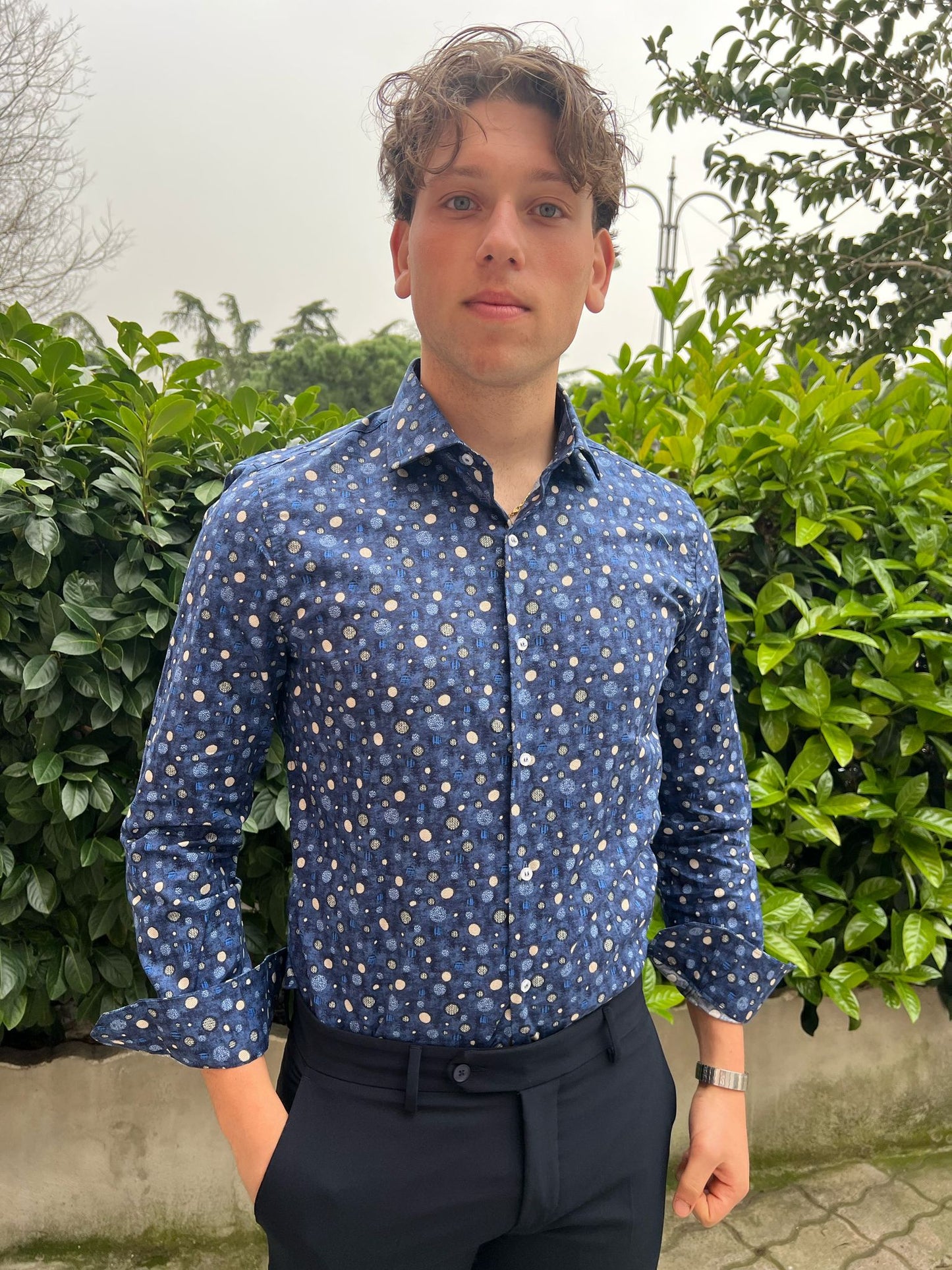 Camicia uomo fantasia pois