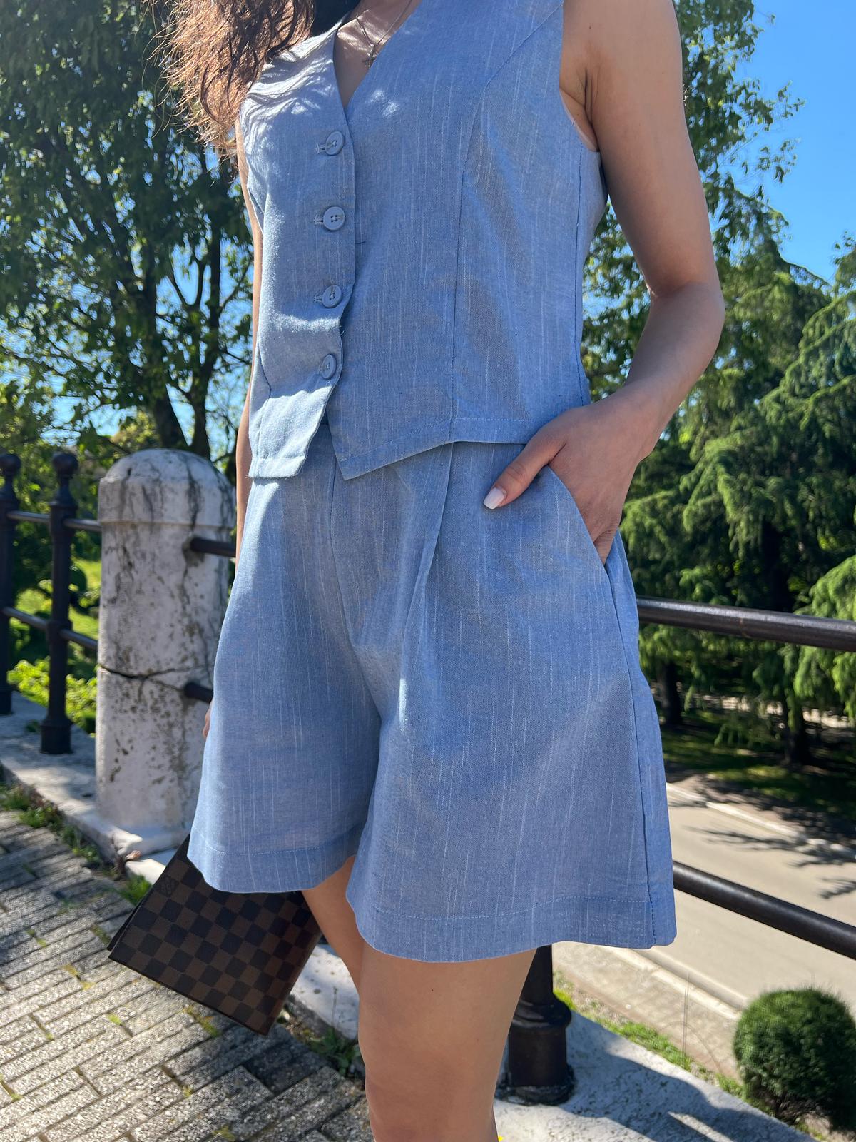Shorts Gessati Effetto Lino – Donna