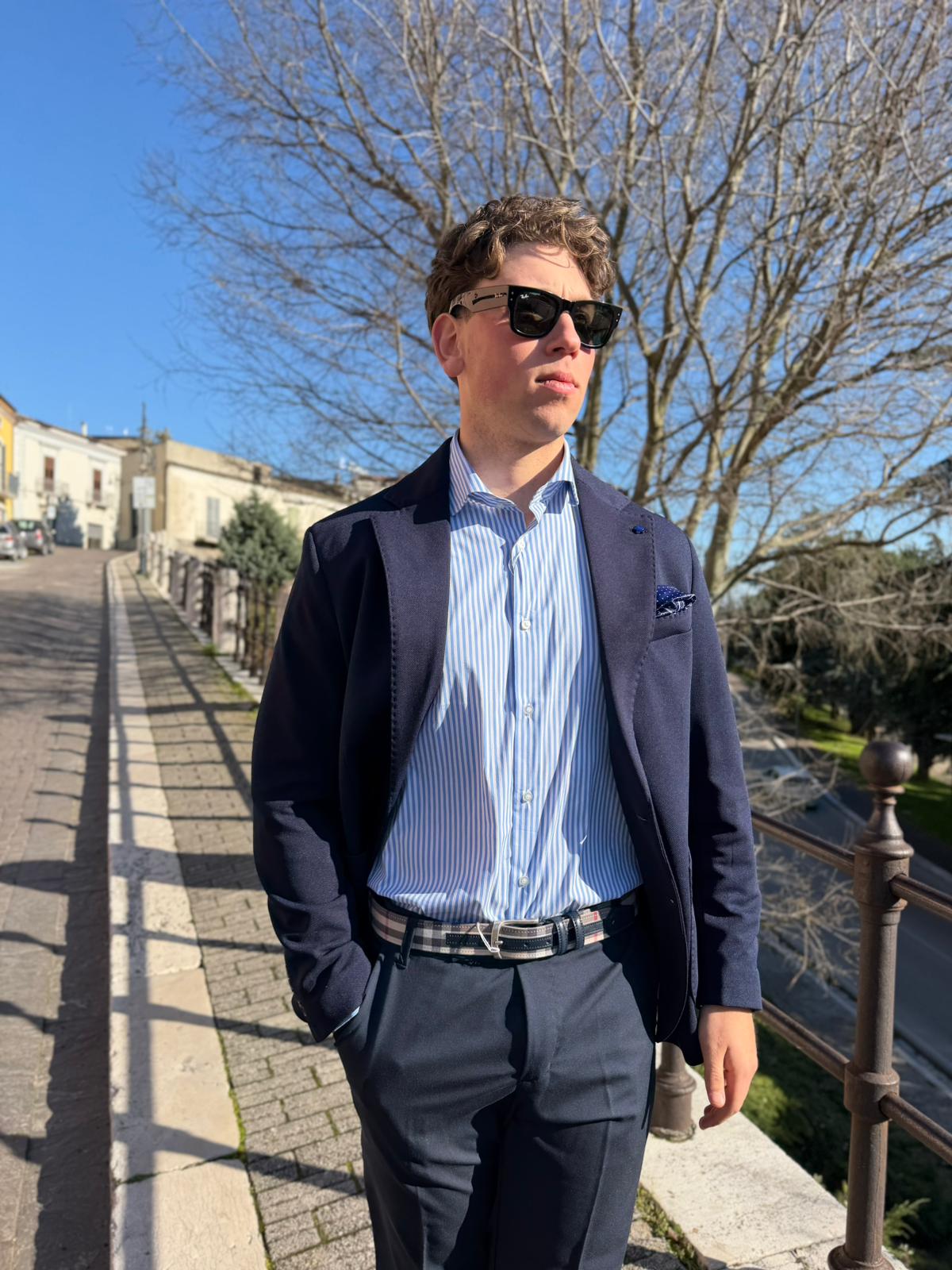 Giacca in Tessuto Nido d’Ape – Blazer Uomo 2 Bottoni Semi-Stretch