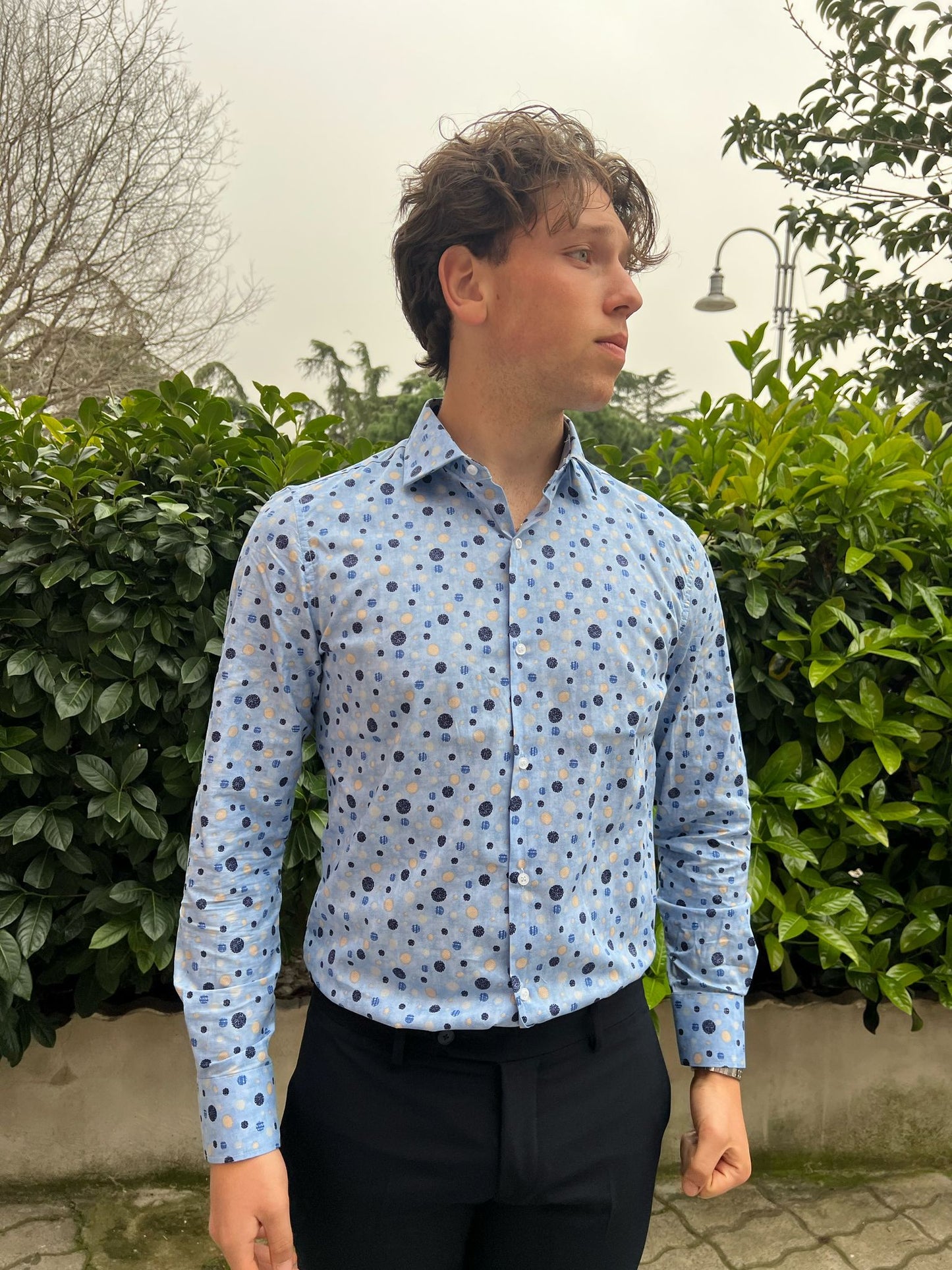 Camicia uomo fantasia pois