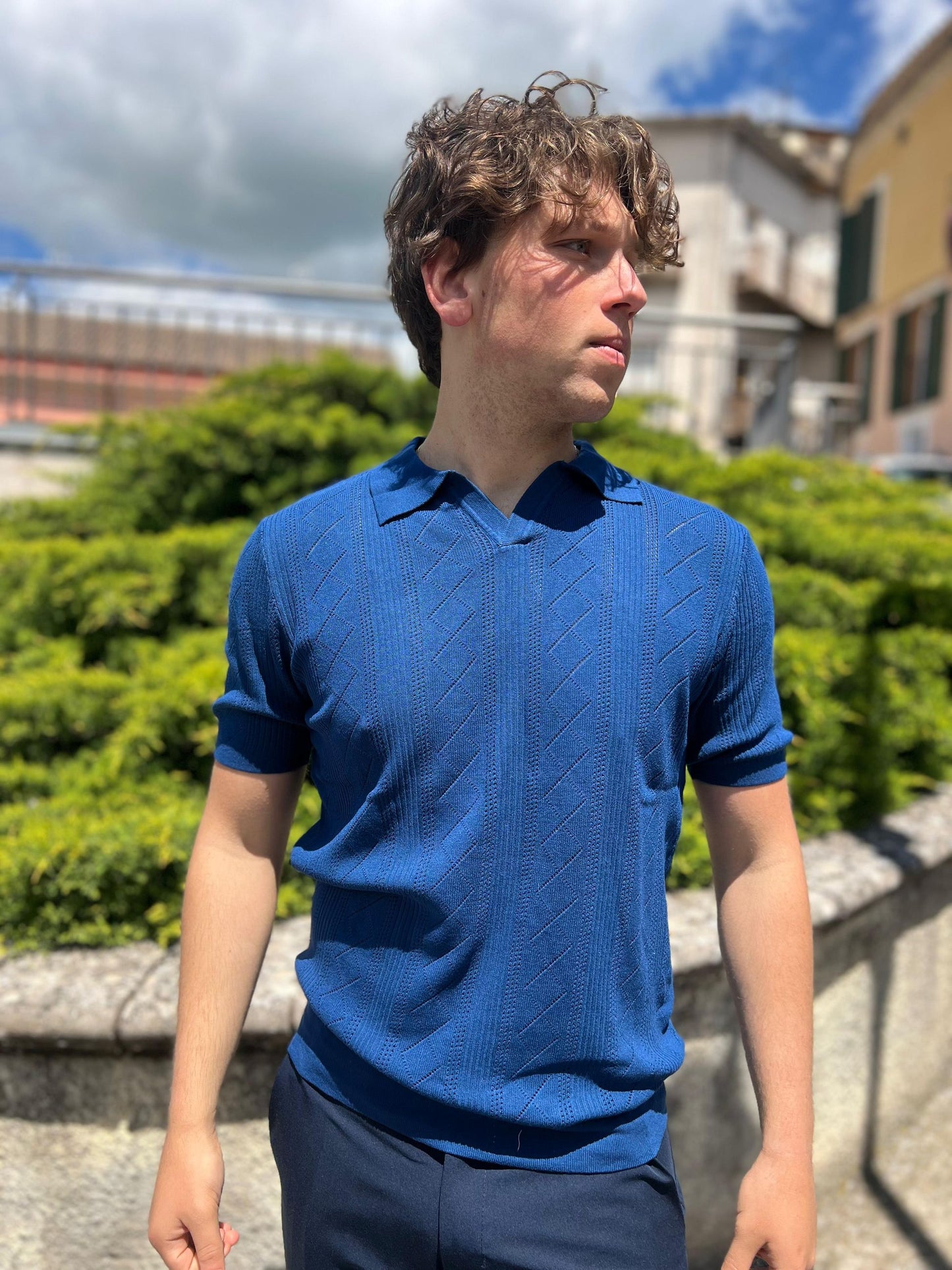 Polo Uomo scollo Derby in Filo Traforato
