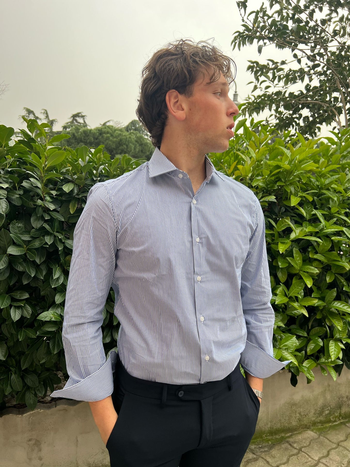 Camicia uomo rigata slim made in italy