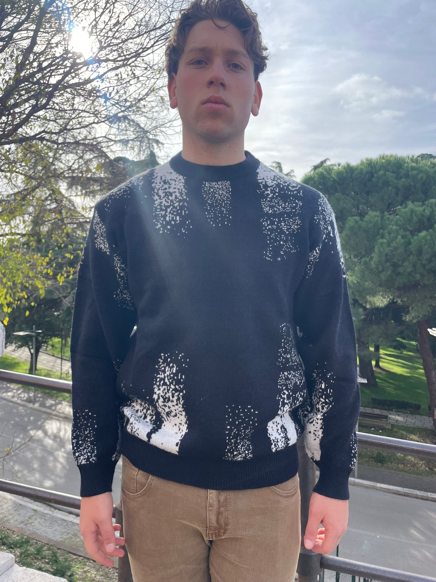 maglione girocollo fantasia