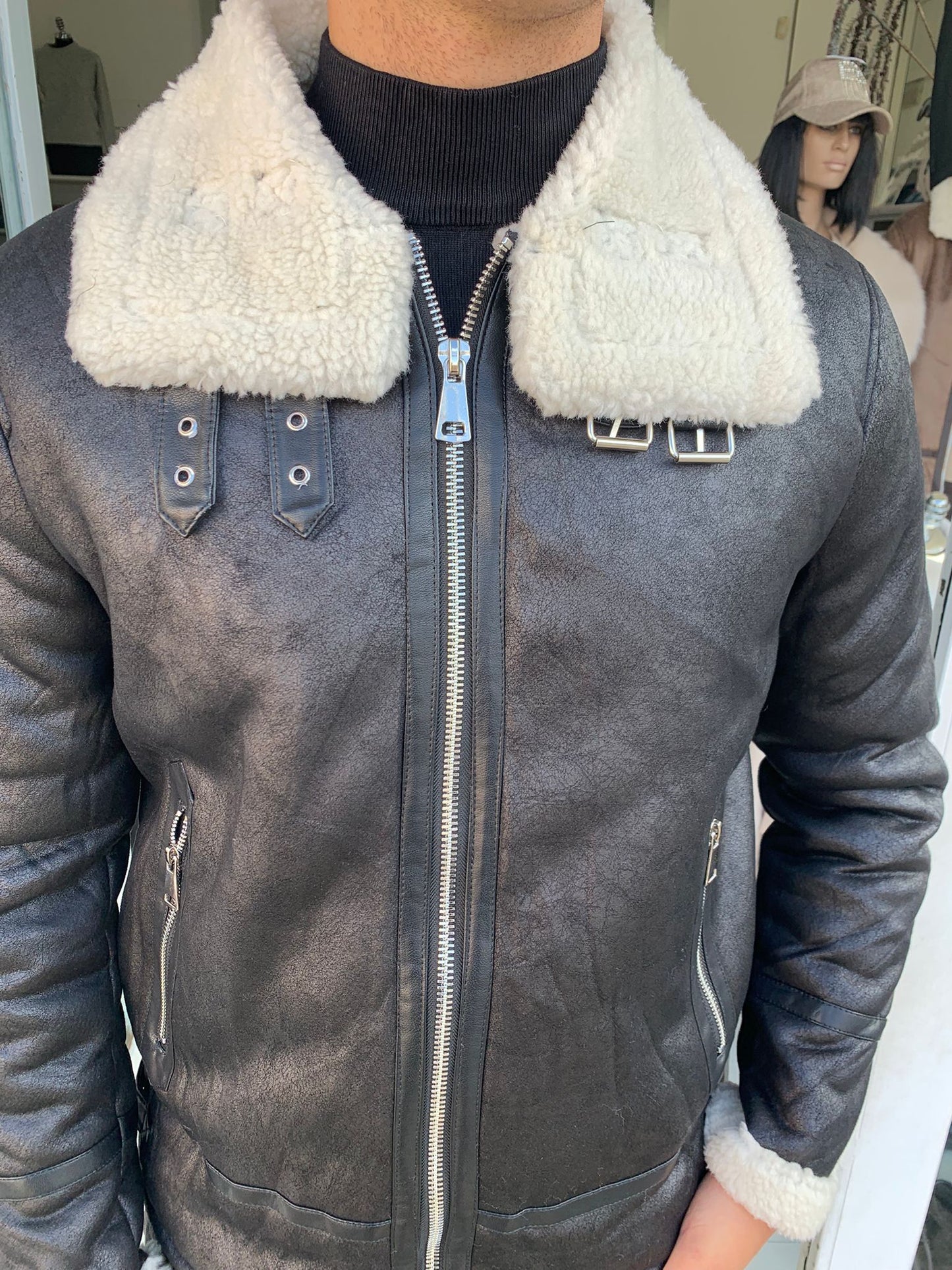 Giubbotto eco montone uomo con pelliccia