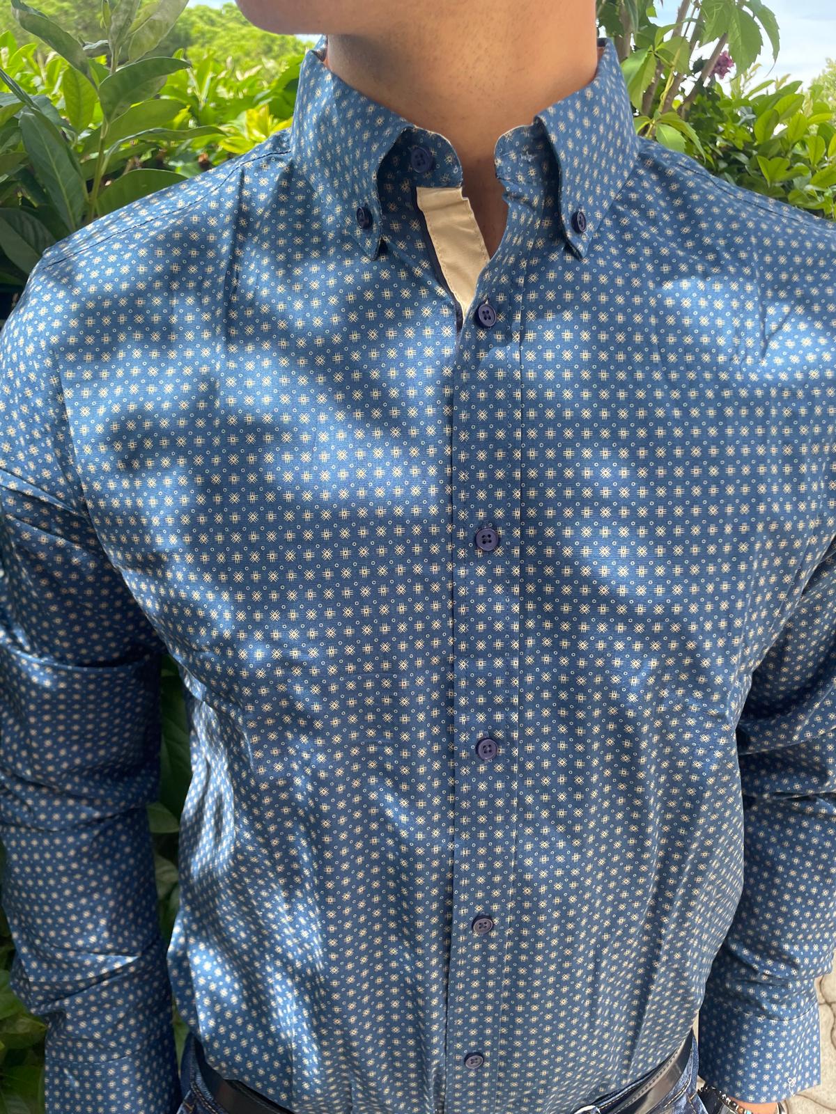 camicia fantasia uomo slim elasticizzata