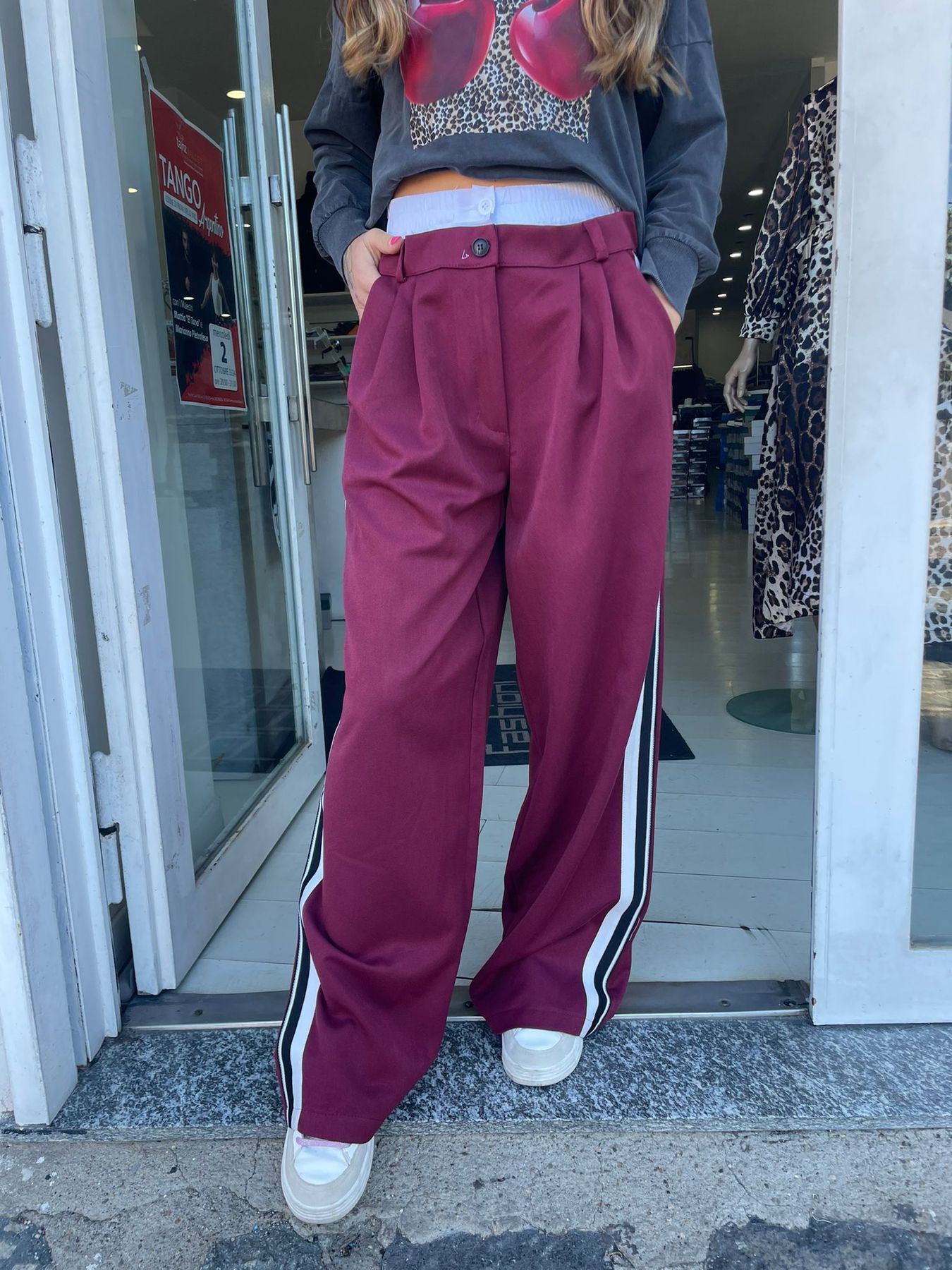 pantalone palazzo effetto boxer