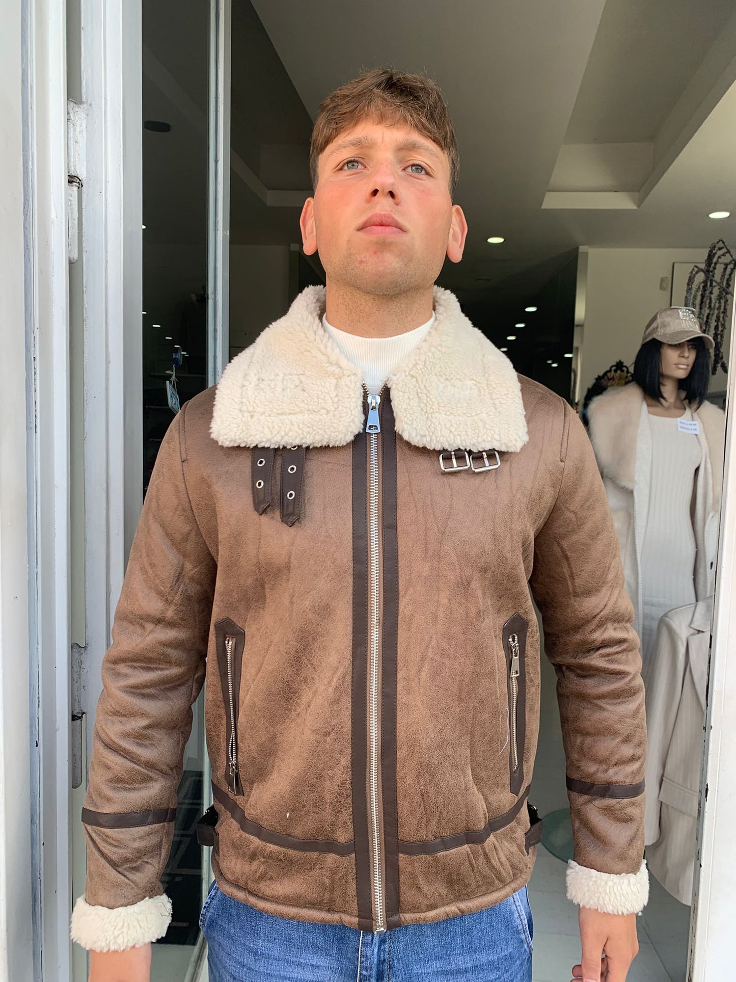 Giubbotto eco montone uomo con pelliccia