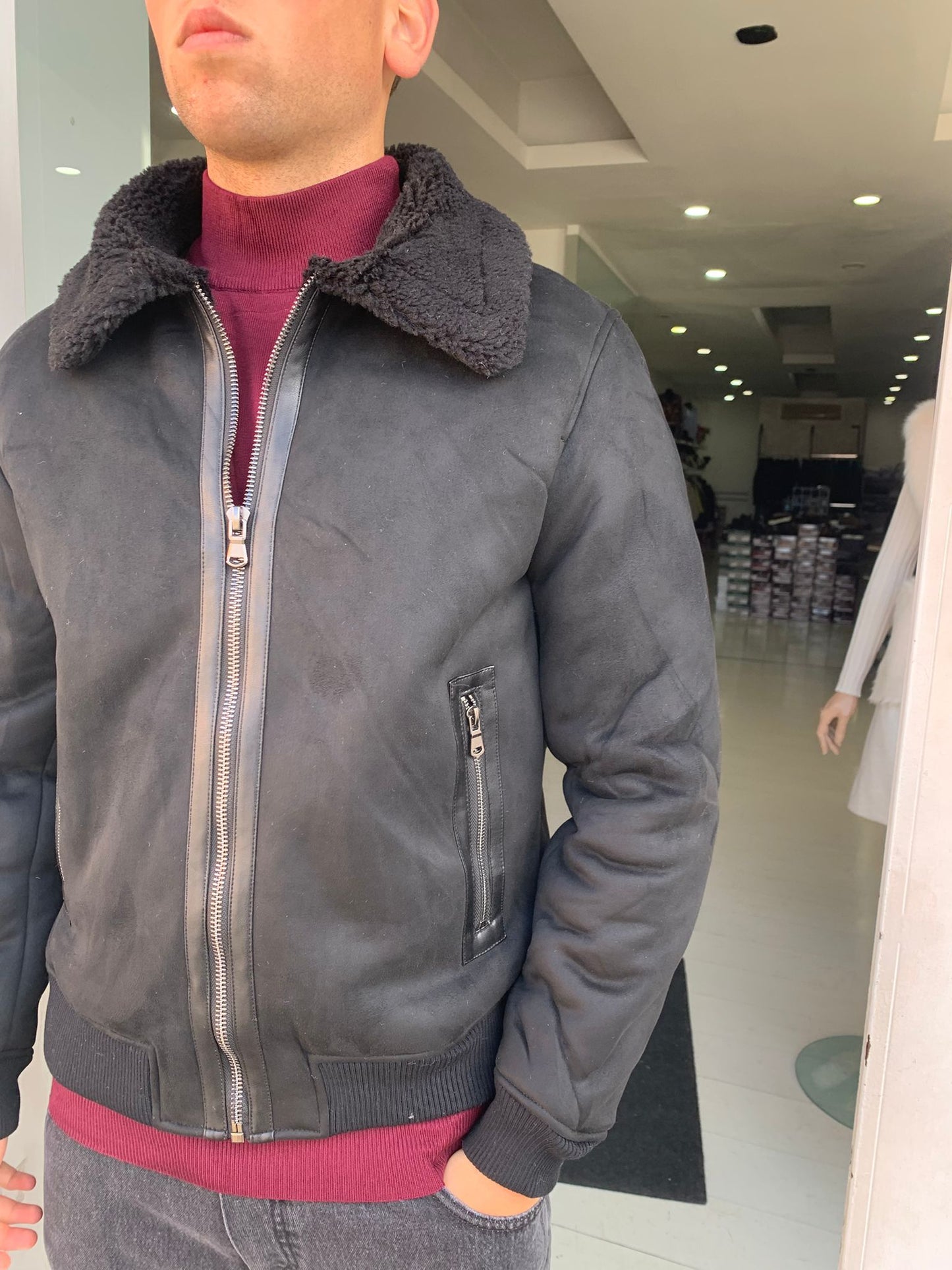 Giubbotto eco montone uomo con pelliccia