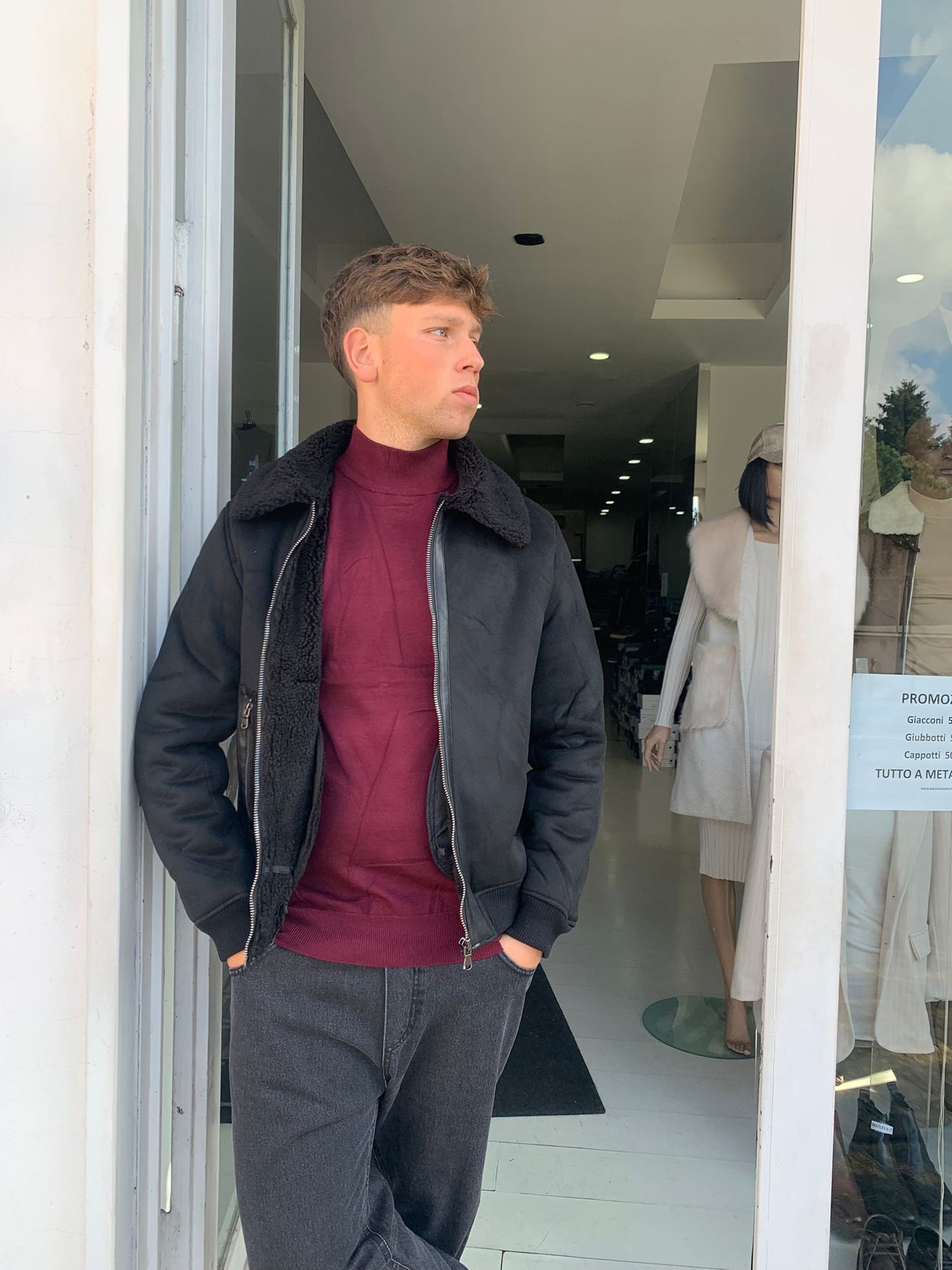 Giubbotto eco montone uomo con pelliccia