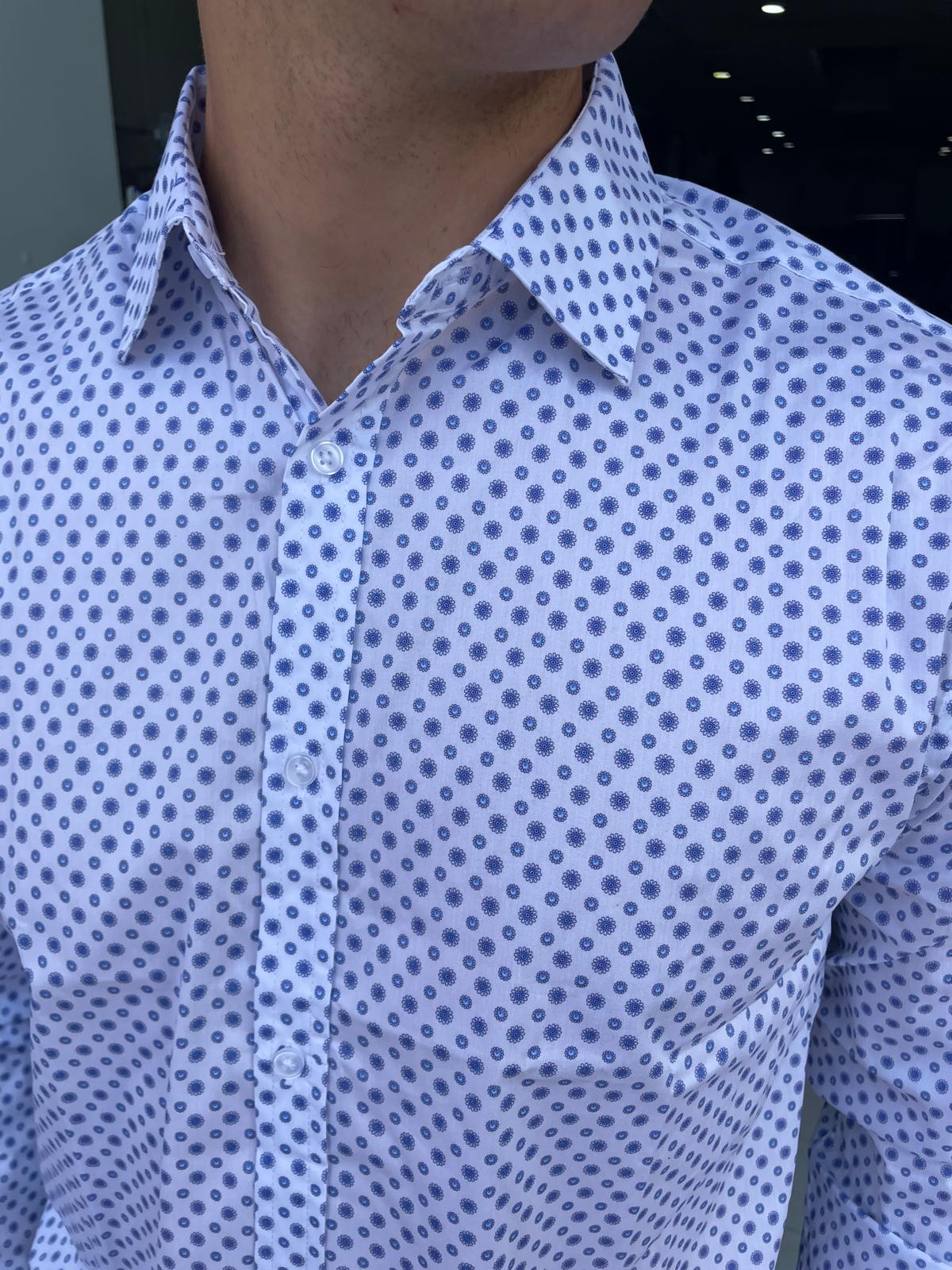 camicia fantasia uomo slim elasticizzata
