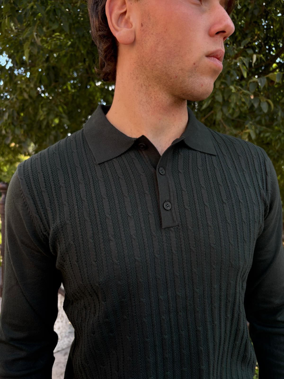 Polo con trecce manica lunga