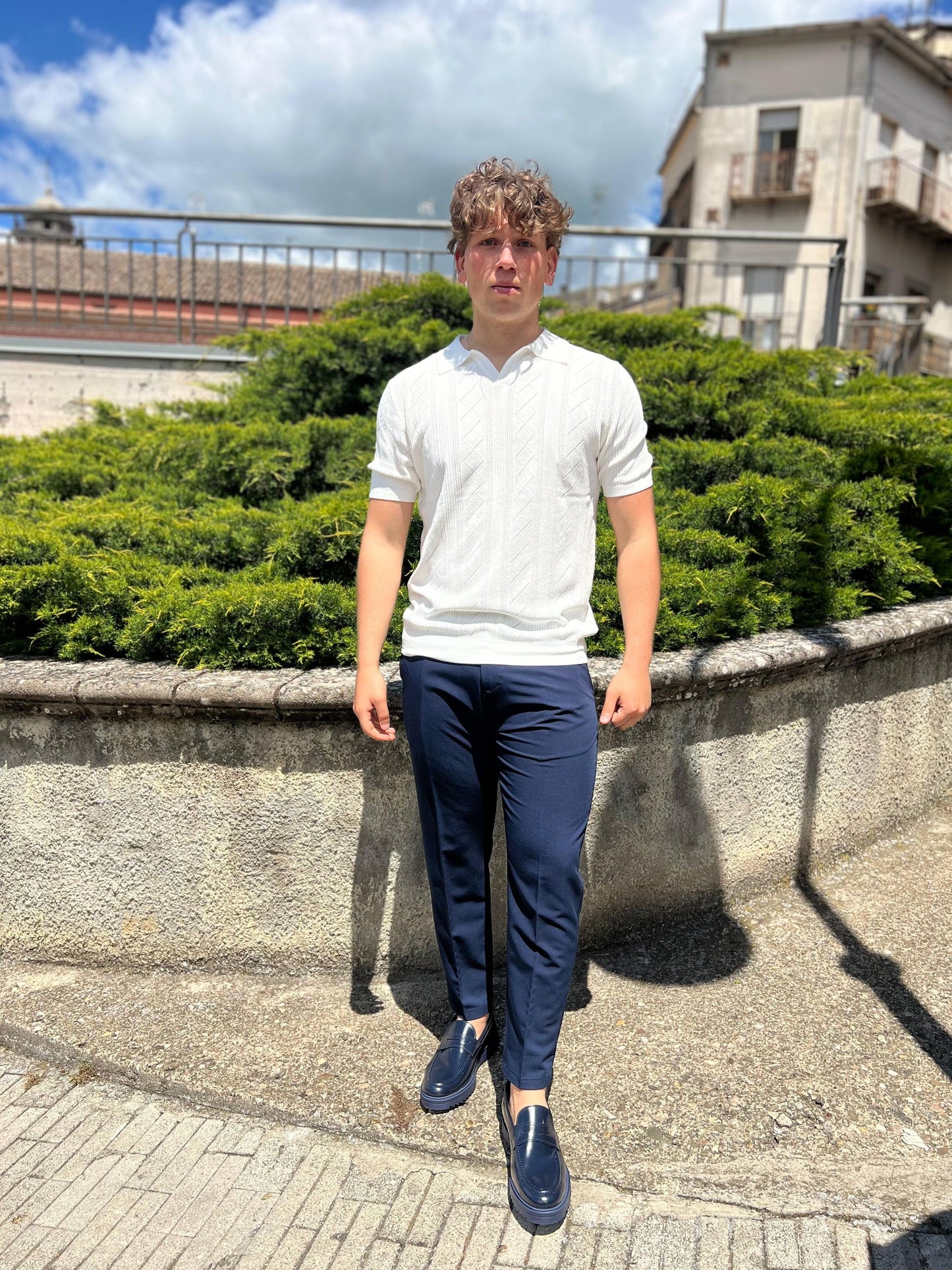 Polo Uomo scollo Derby in Filo Traforato