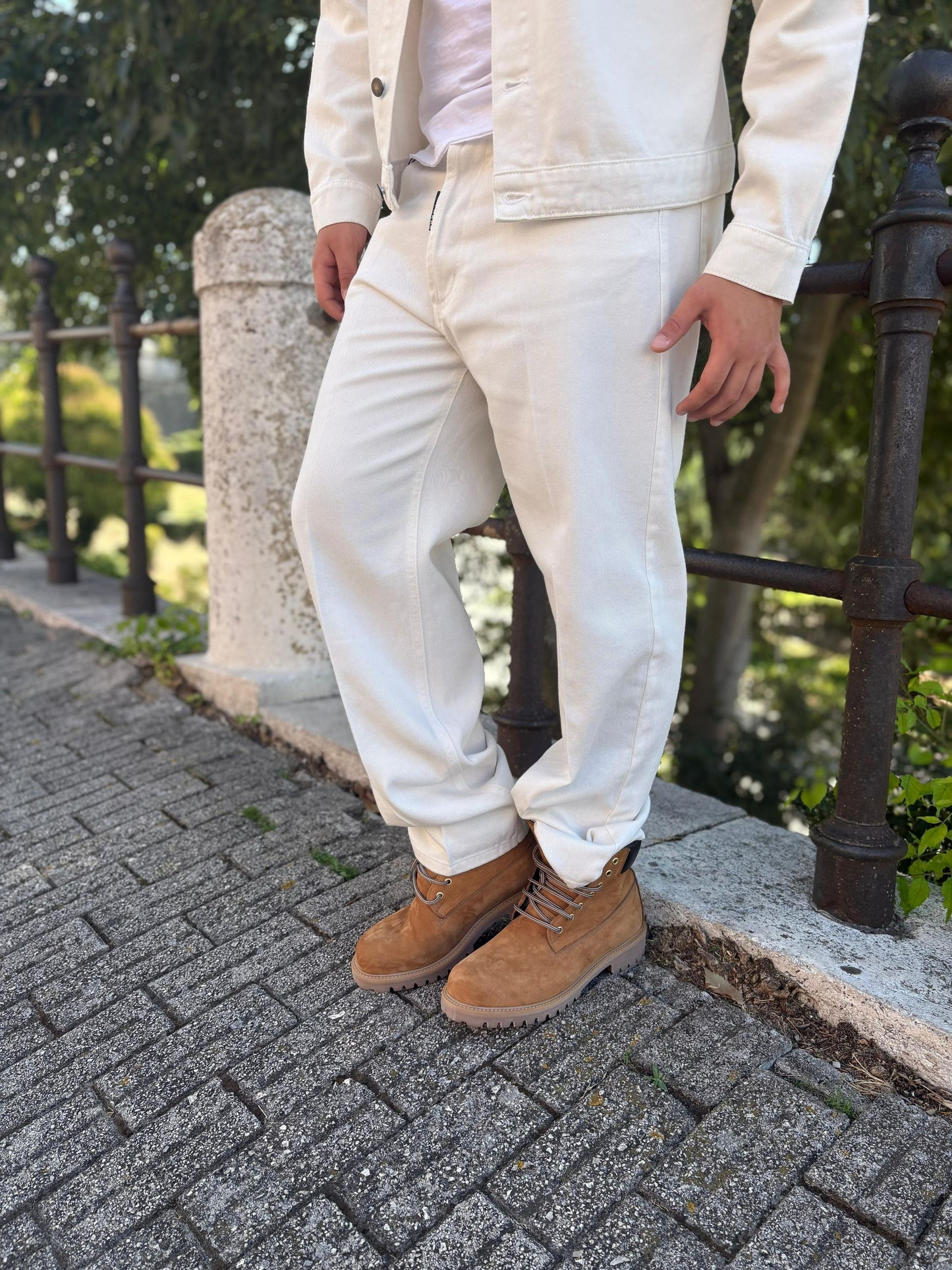 Jeans Uomo Baggie in Tessuto Jeans Colorato