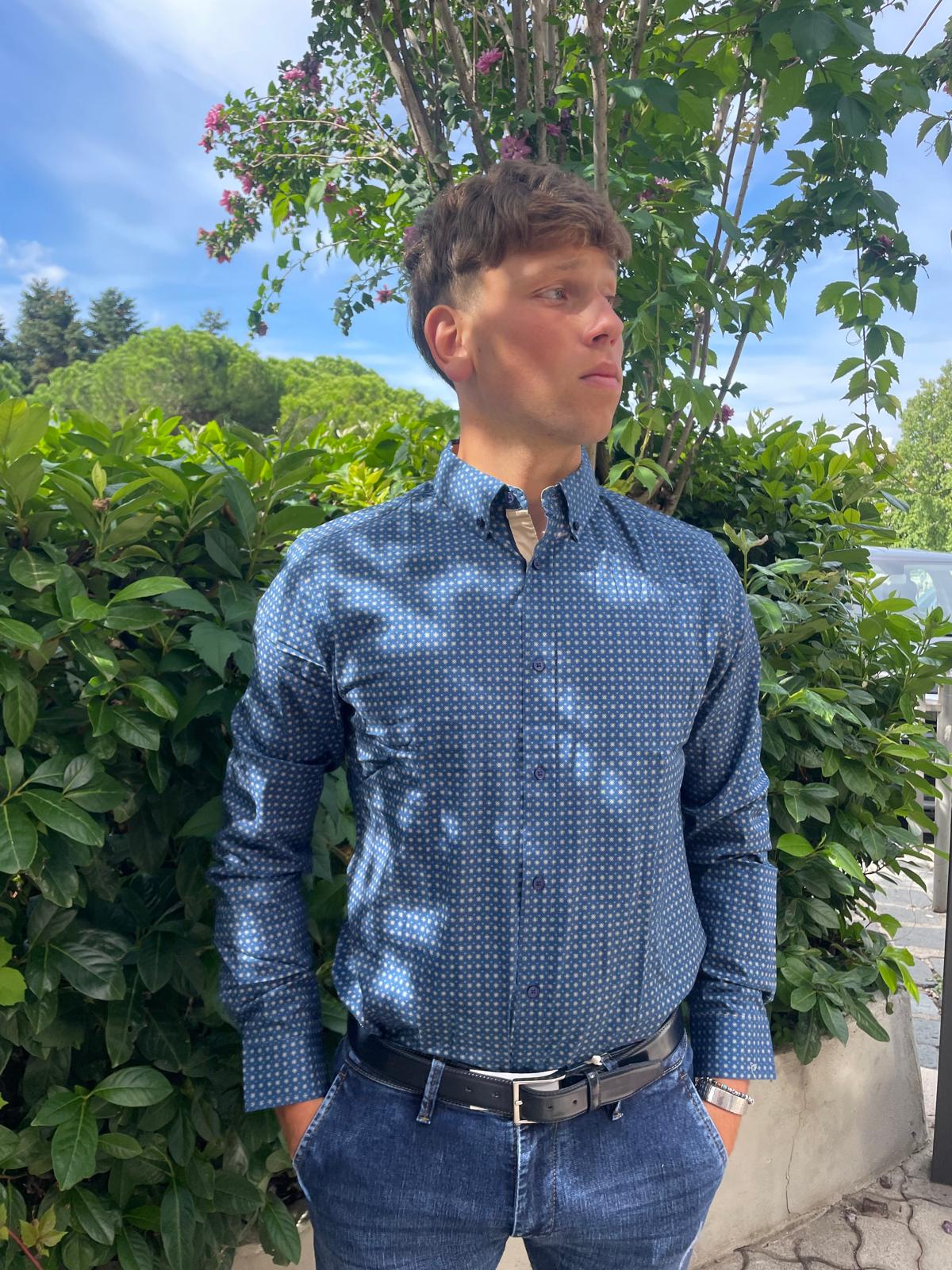 camicia fantasia uomo slim elasticizzata
