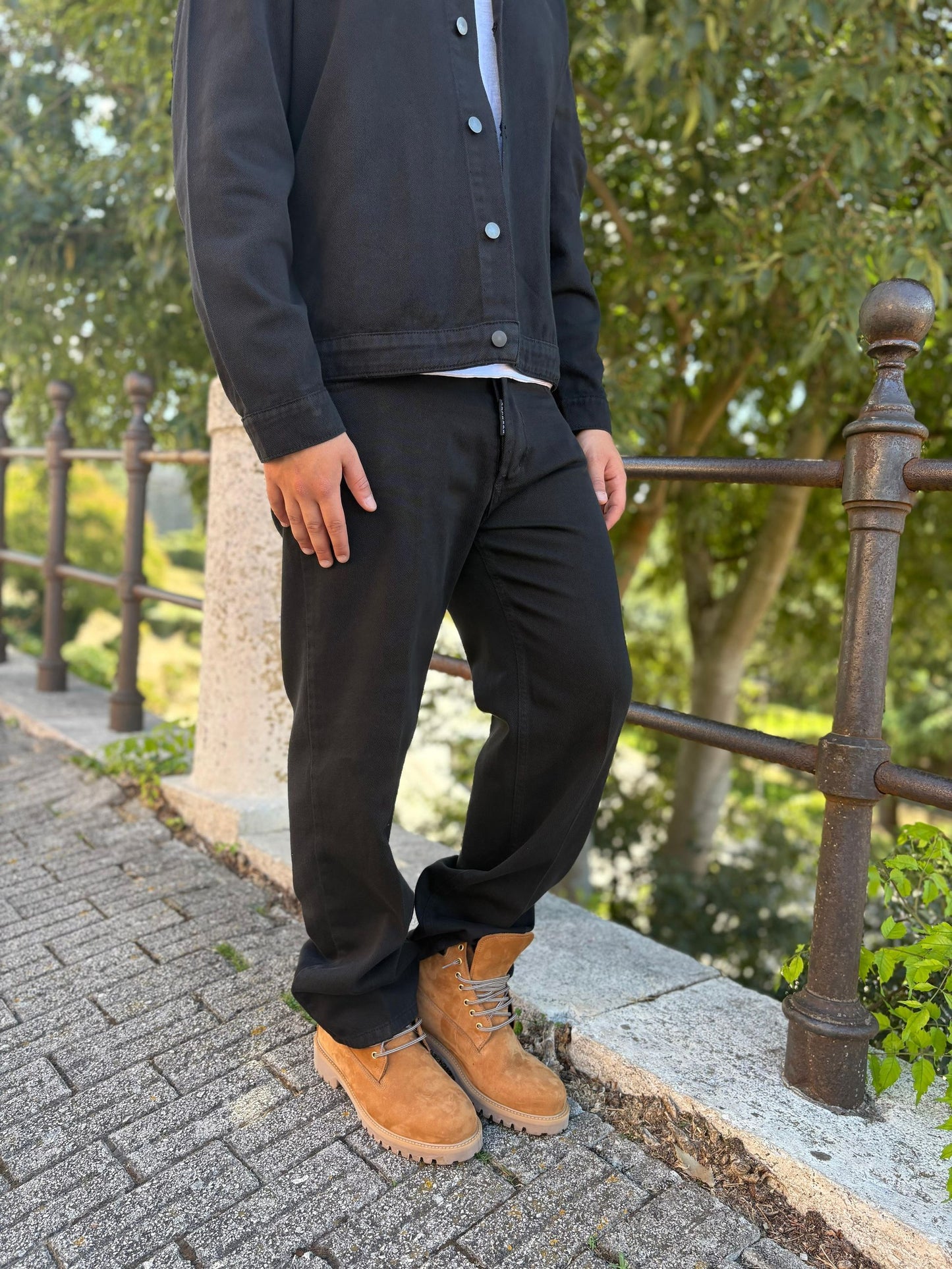 Jeans Uomo Baggie in Tessuto Jeans Colorato