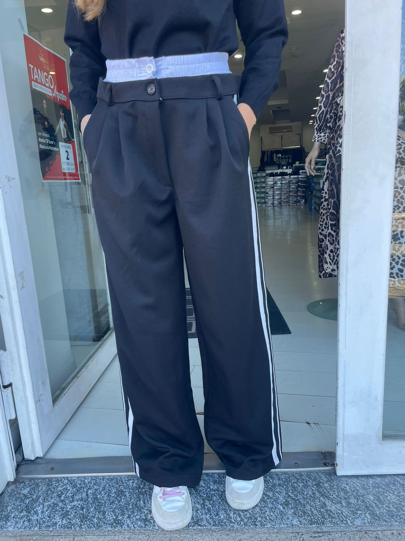 pantalone palazzo effetto boxer