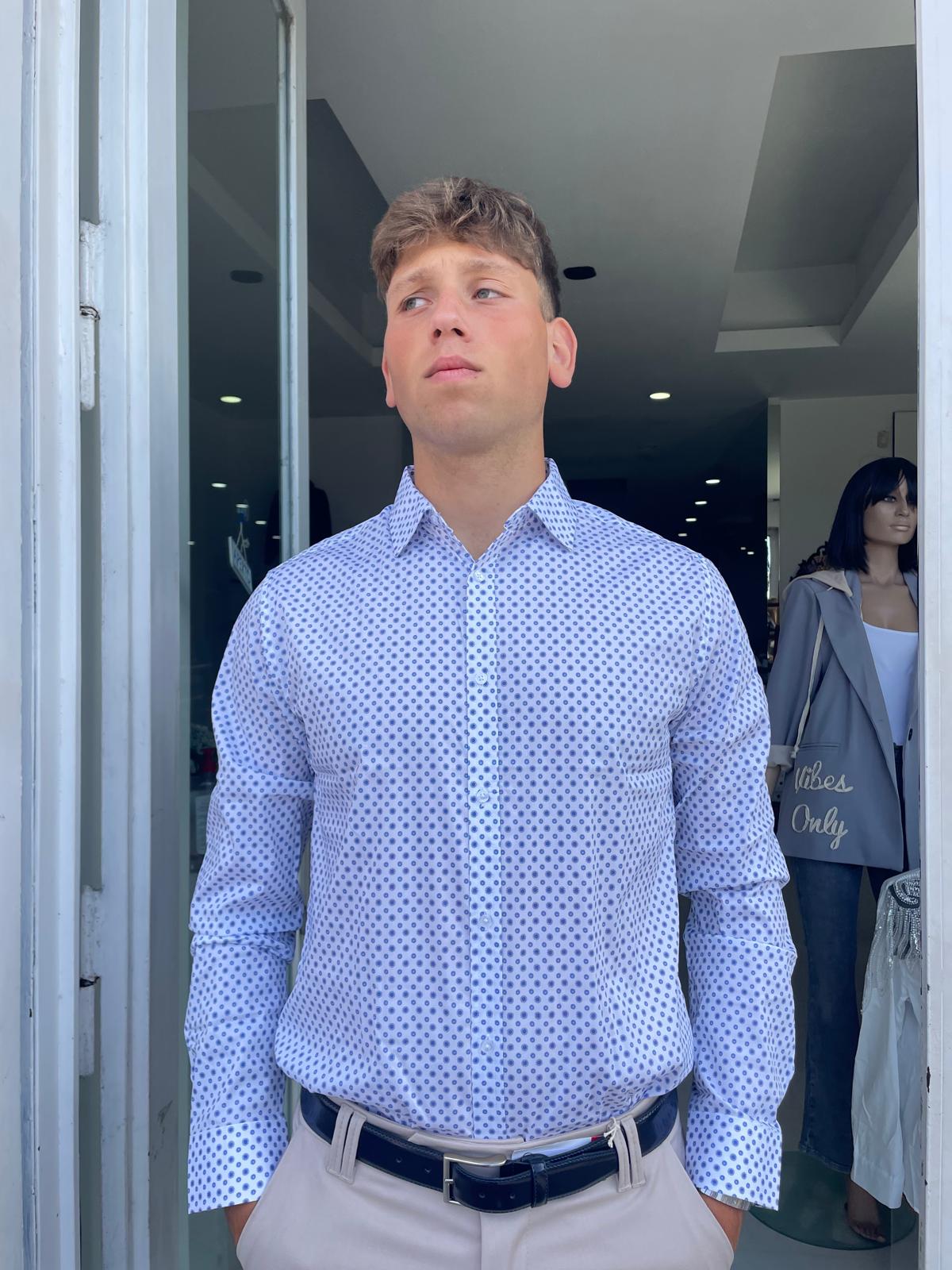 camicia fantasia uomo slim elasticizzata