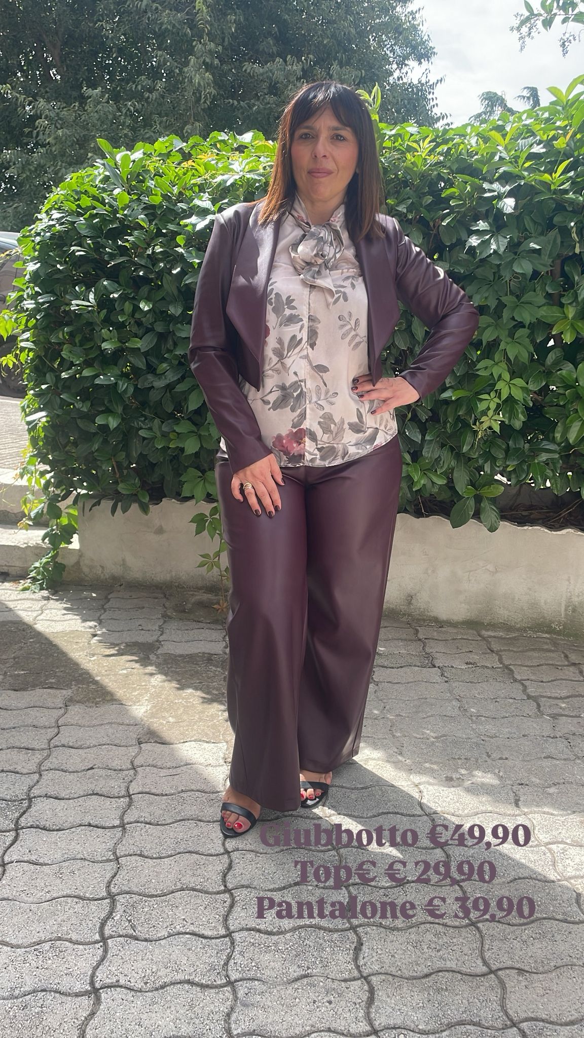 Pantalone palazzo eco pelle